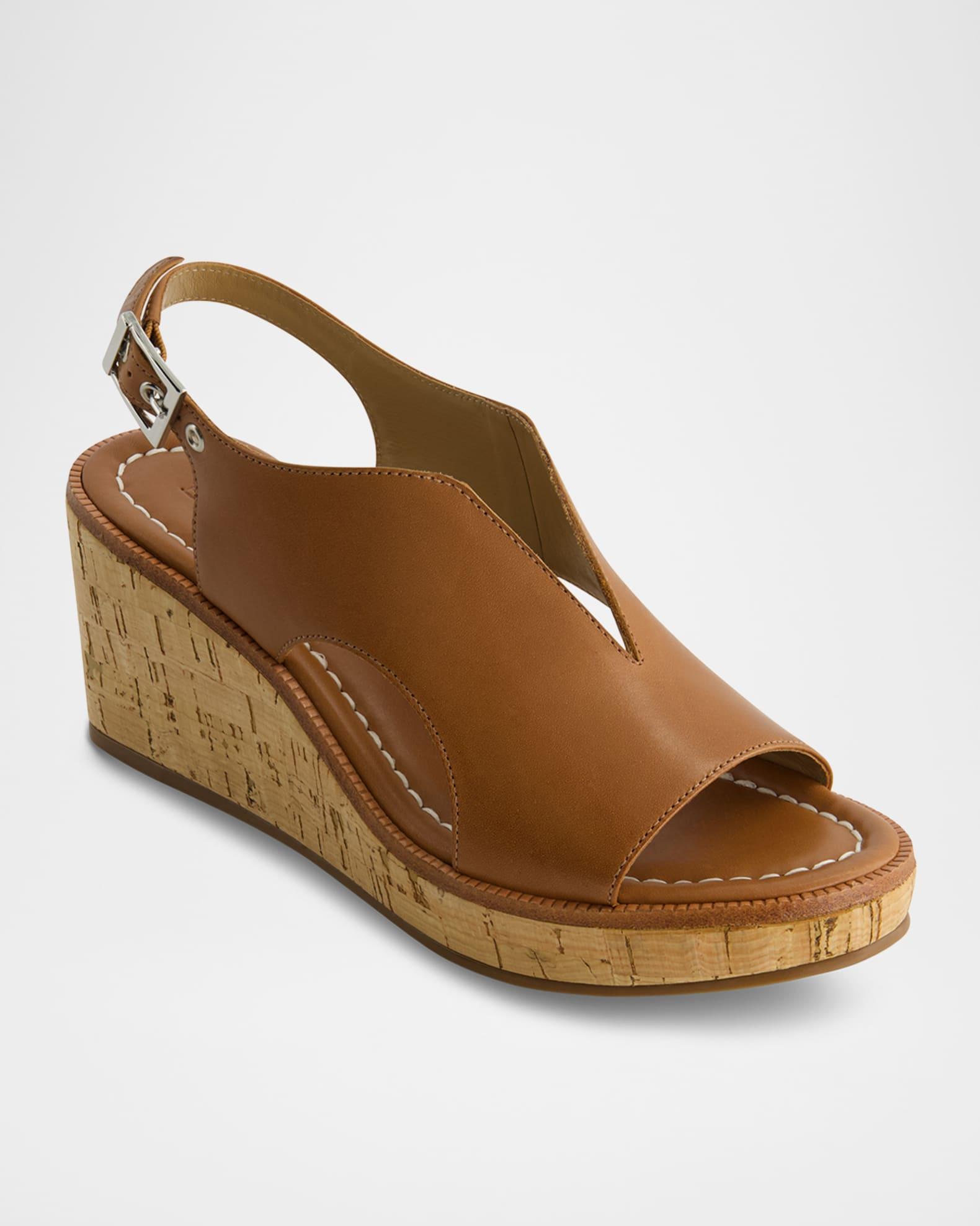 Kuarta Leather Cork Wedge Sandals Product Image