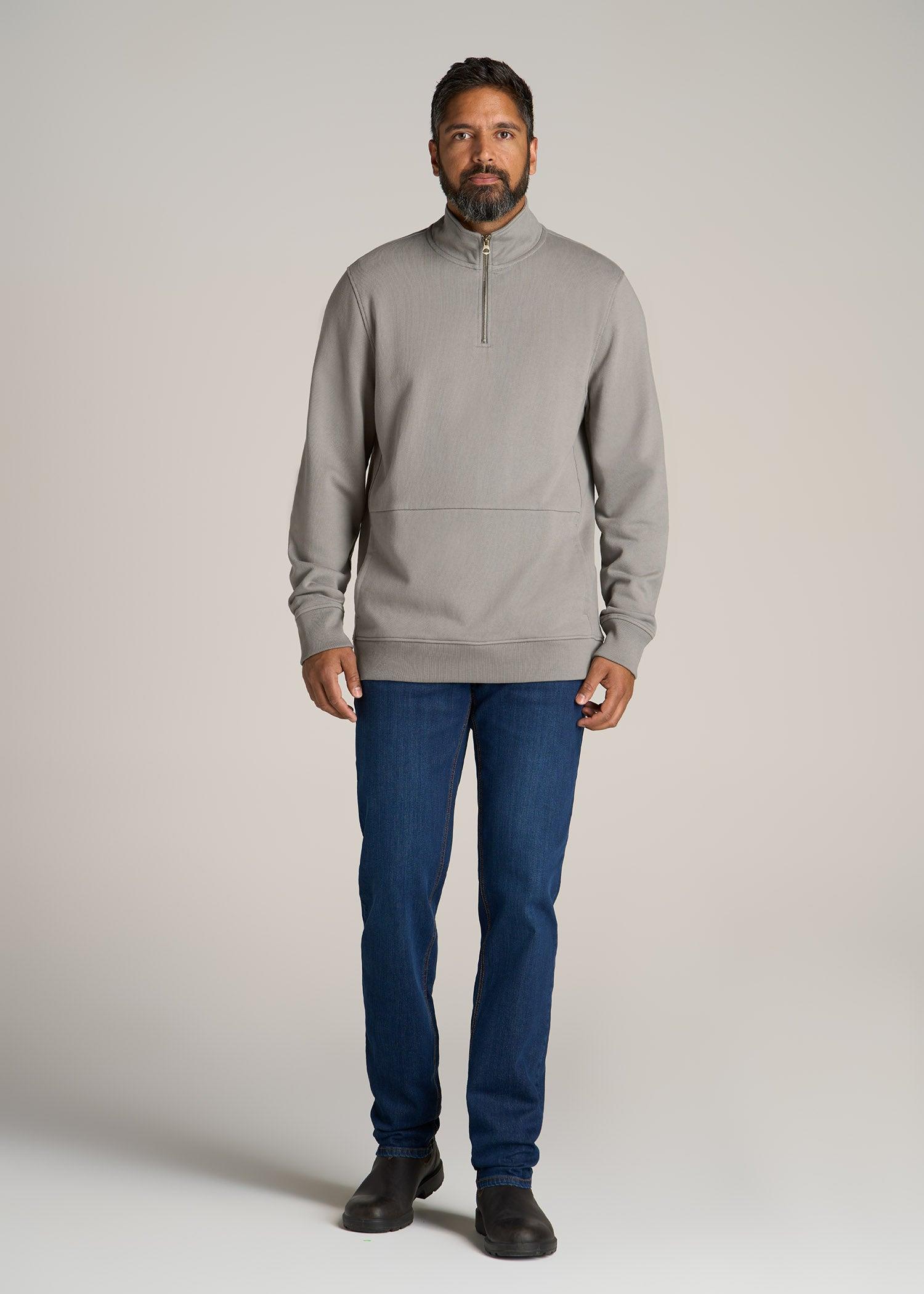 LJ&S Heavyweight Quarter-Zip Men's Tall Pullover in Pewter Product Image