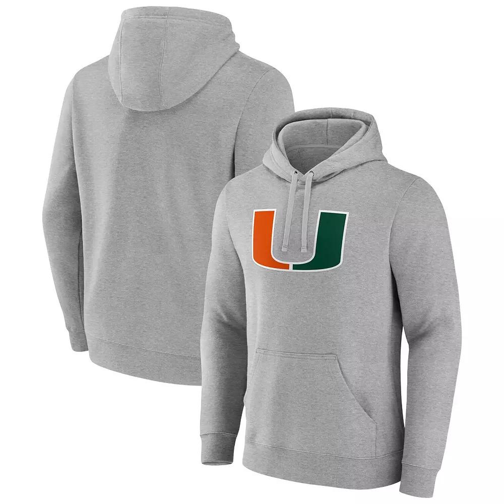 Men's Fanatics Gray Miami Hurricanes Fleece Pullover Hoodie, Size: Large, Grey Product Image