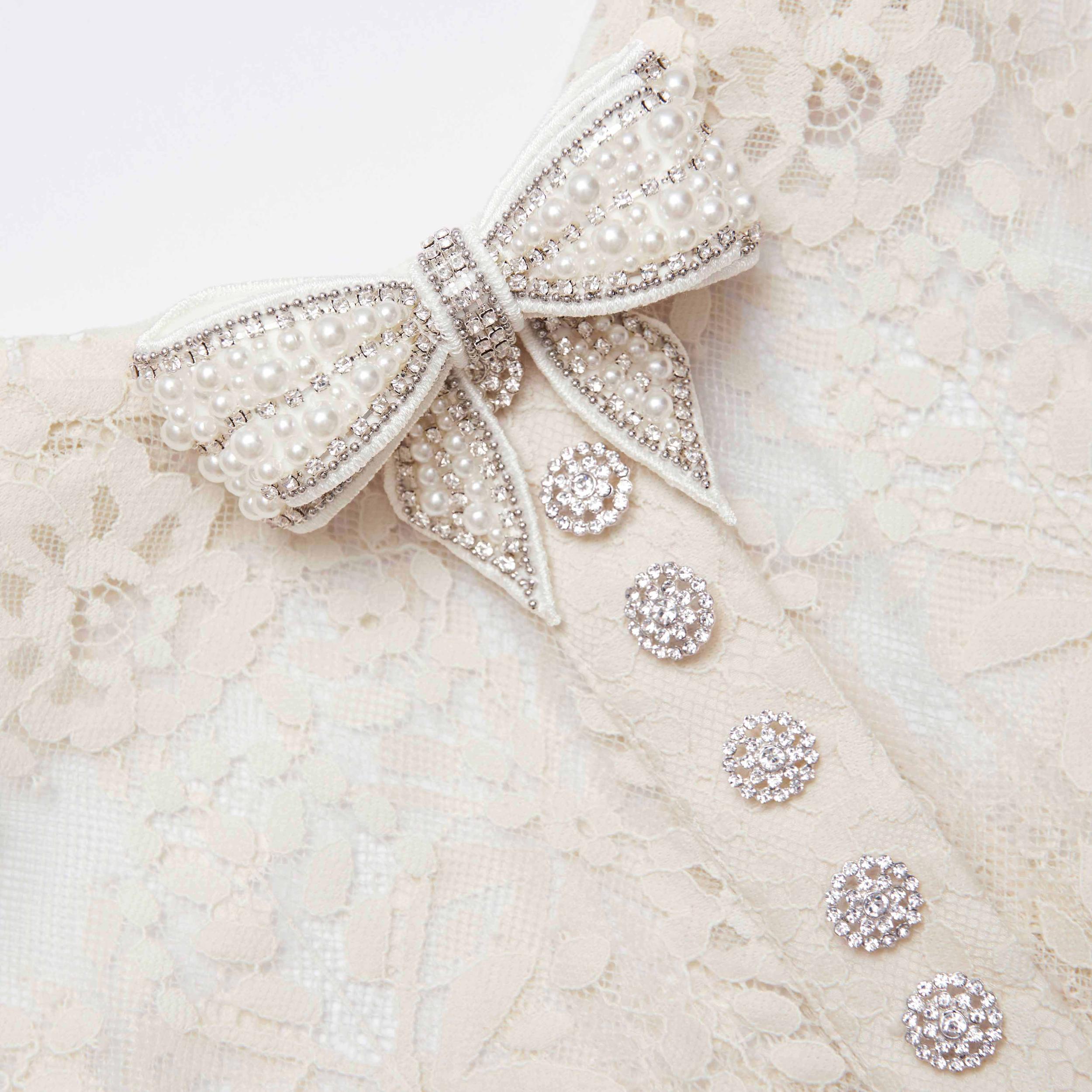 White Tiered Lace Maxi Dress Product Image