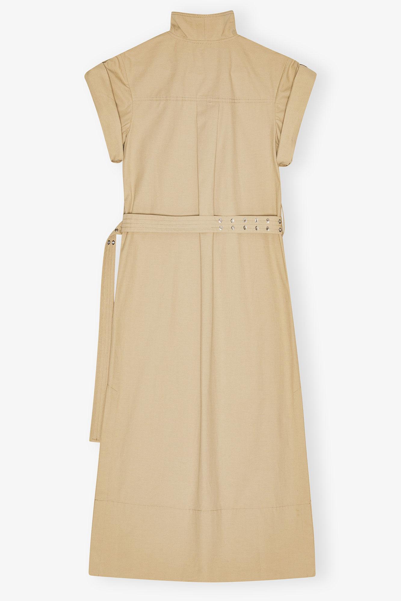 Beige Stretch Cotton Dress Product Image
