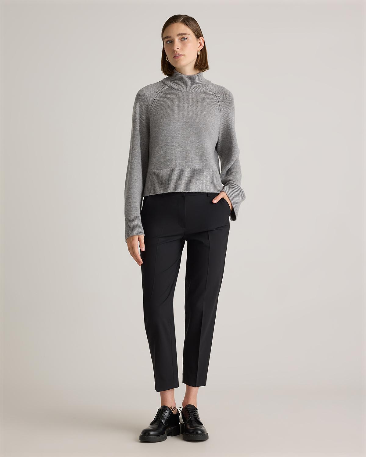 Quince | Women's Australian Merino Wool Cropped Mock Neck Sweater Product Image