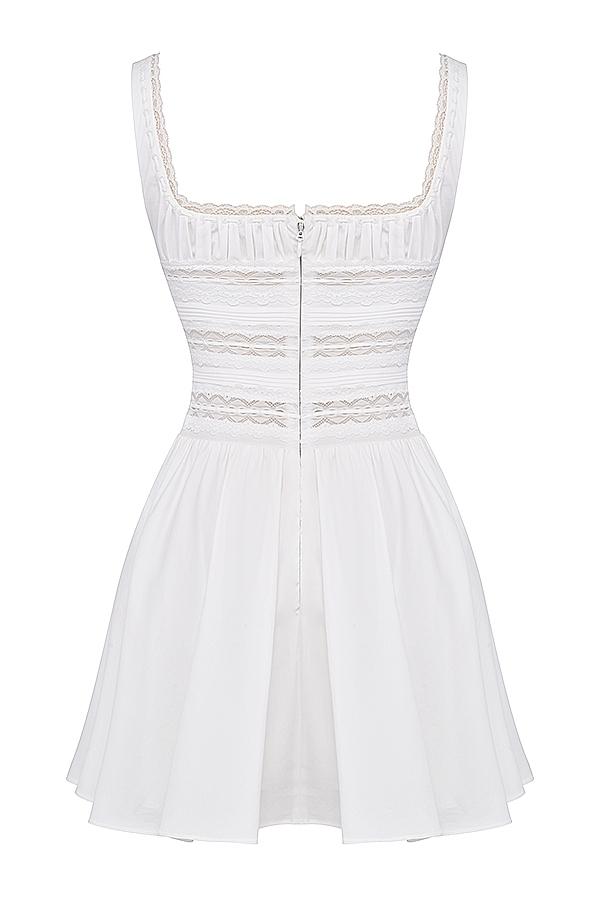 Tiffani  white lace trim mini dress Product Image