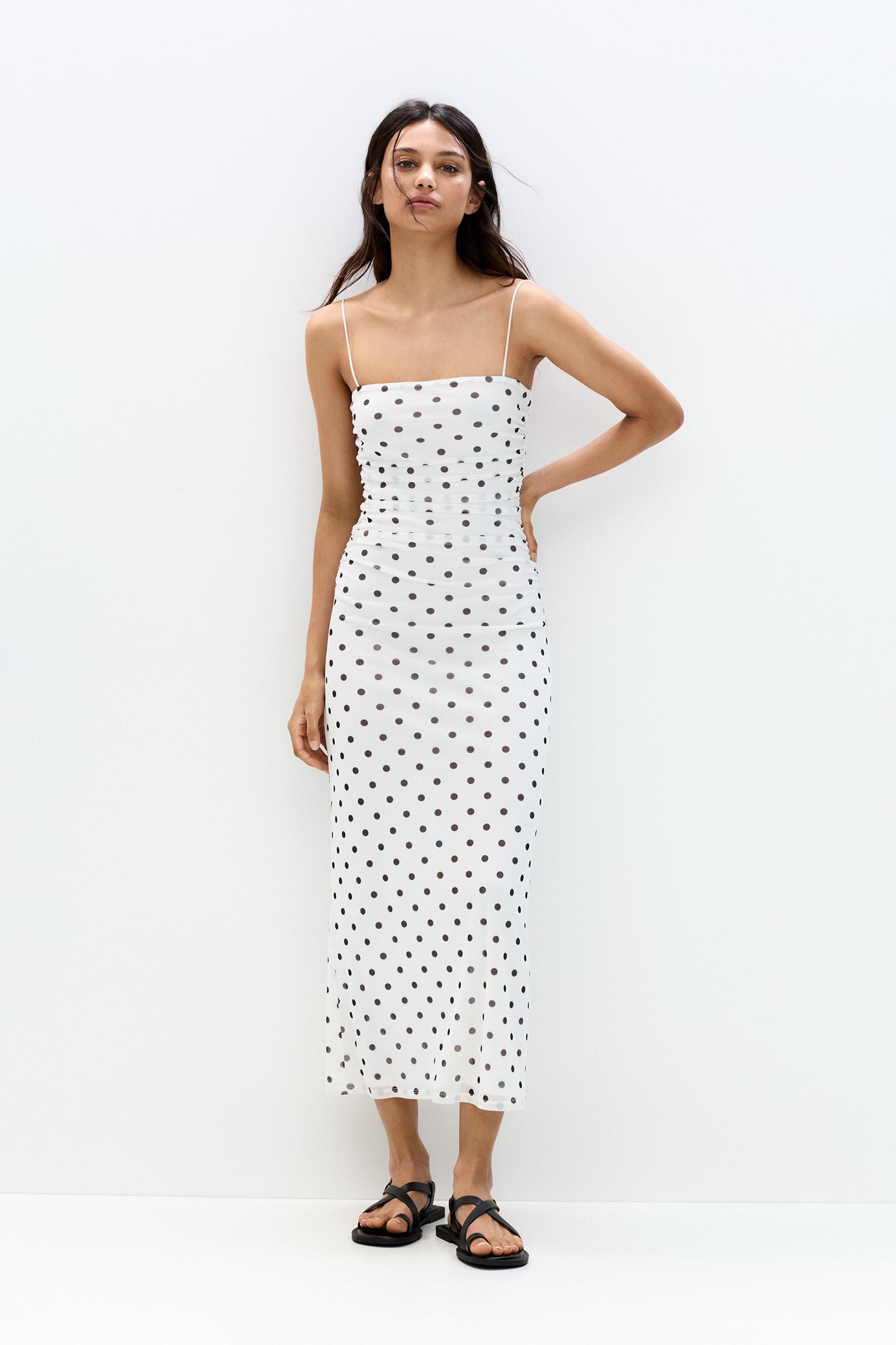Strappy polka dot midi dress Product Image