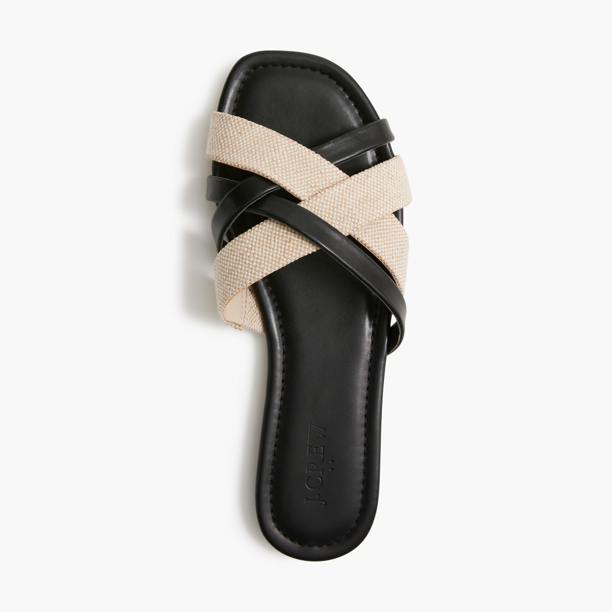 Mixed crisscross slide sandals Product Image