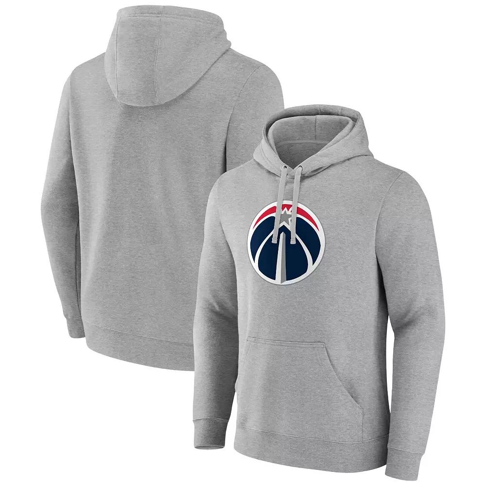 Men's Fanatics Branded  Heather Gray Washington Wizards Primary Logo Pullover Hoodie, Size: 2XL, Wiz Grey Product Image