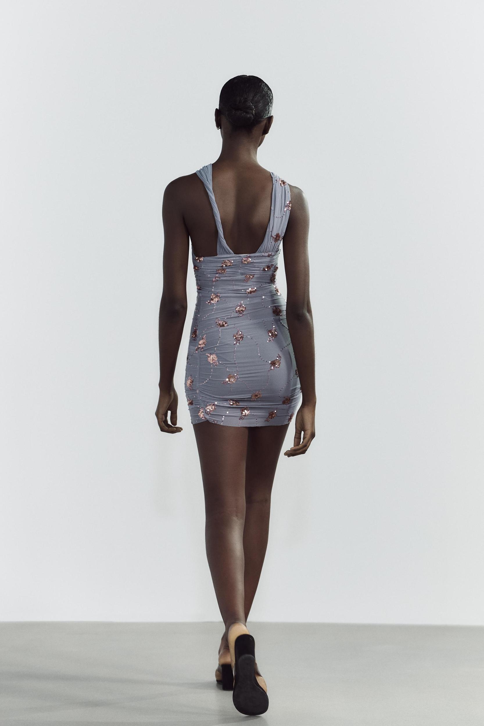 DRAPED SEQUIN DRESS Product Image