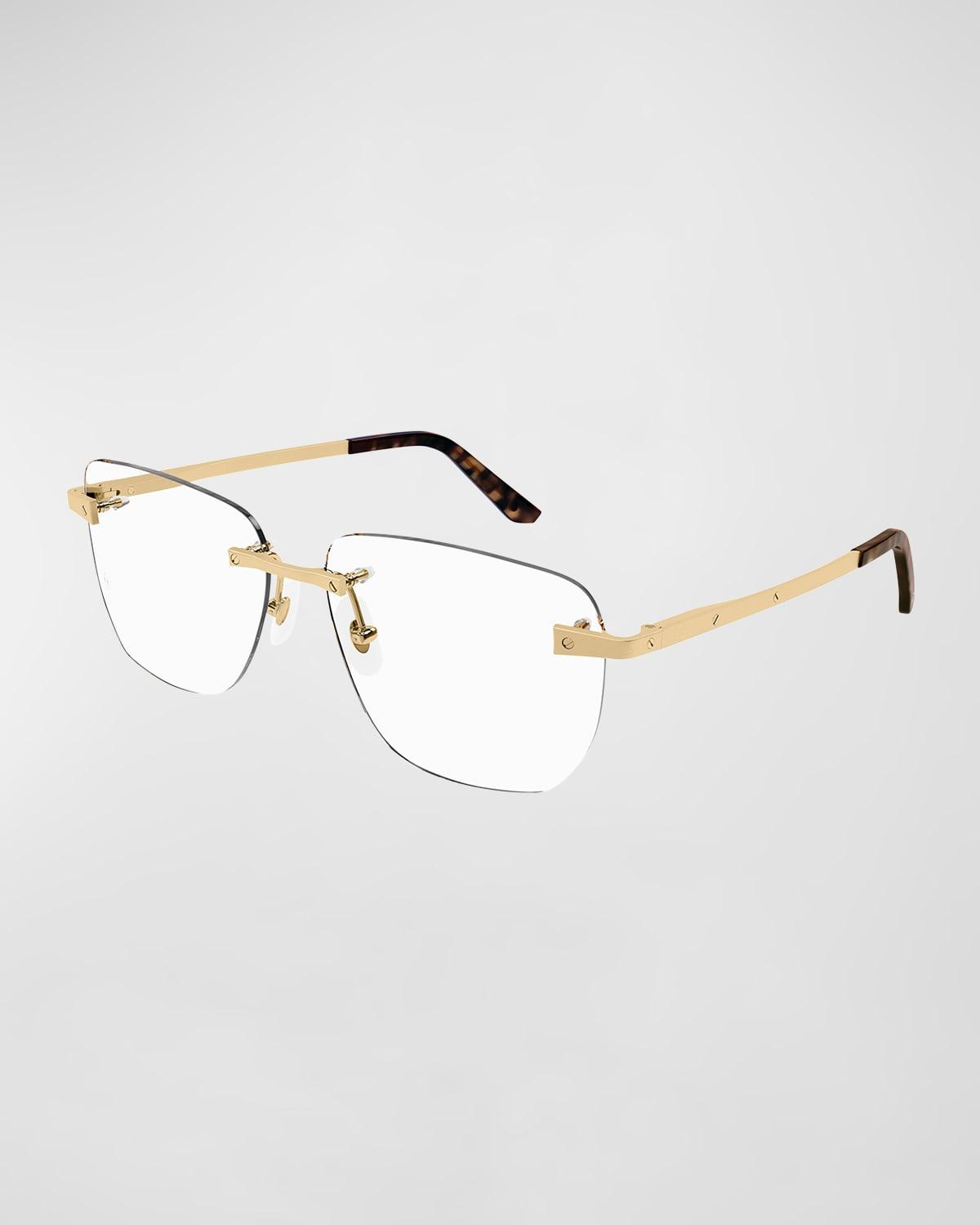 Mens Santos De Cartier 58MM 24K Gold-Plated Square Optical Glasses Product Image