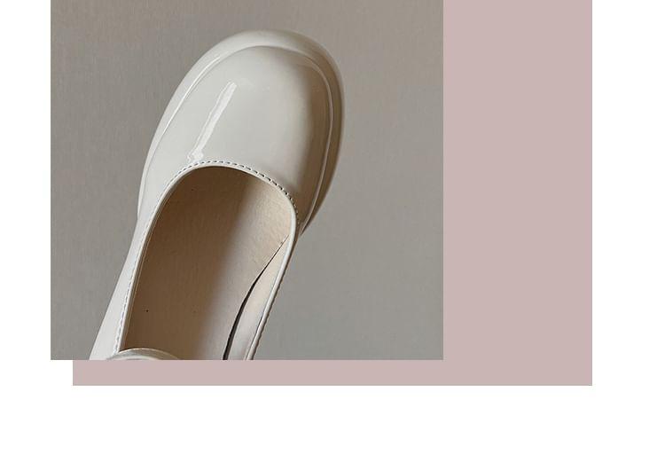 Platform Ankle Strap Patent Leather Block Heel Pumps Product Image