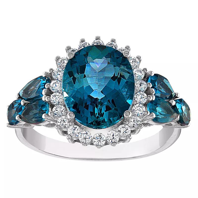 Designs by Gioelli Sterling Silver London Blue Topaz & Lab-Created White Sapphire Ring, Women's,  Product Image