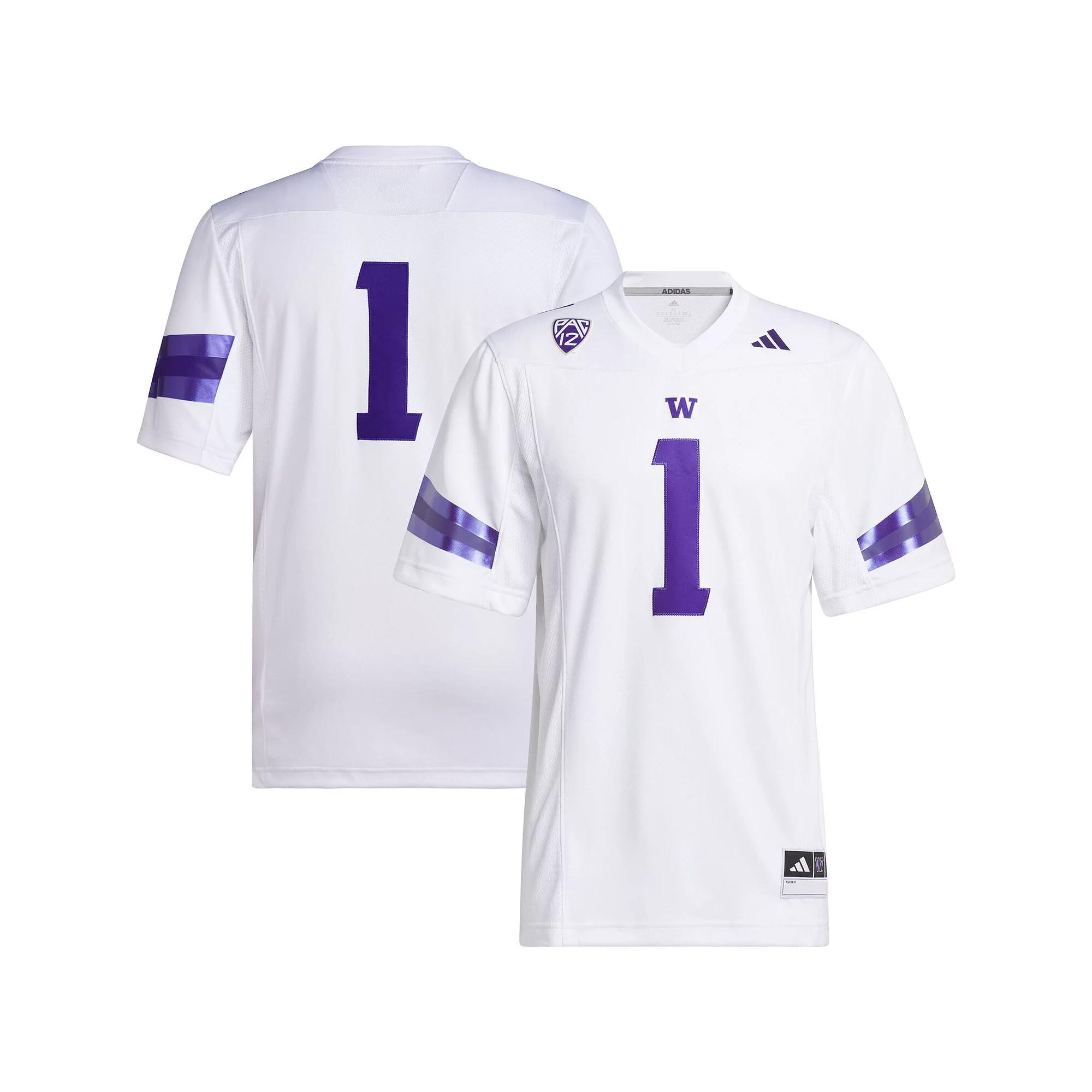 Men's adidas #1 White Washington Huskies Premier Football Jersey,  Product Image