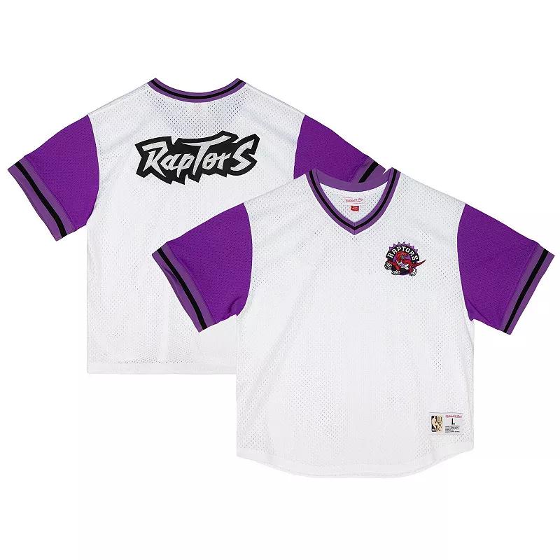 Men's Mitchell & Ness  White Toronto Raptors Fashion Mesh V-Neck Top, Size: Medium, Rpt White Product Image
