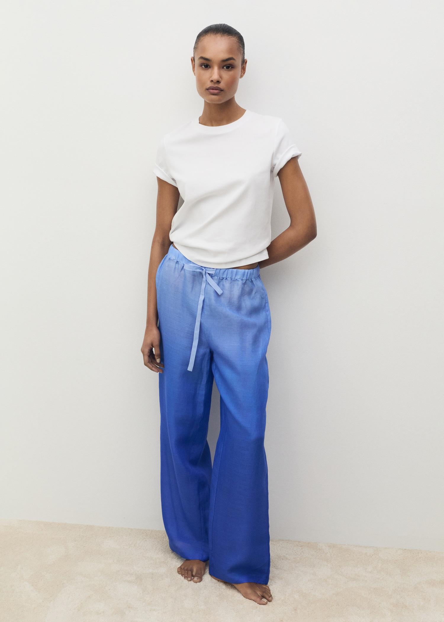 Ramie pants with degraded effect - Women | MANGO USA Product Image