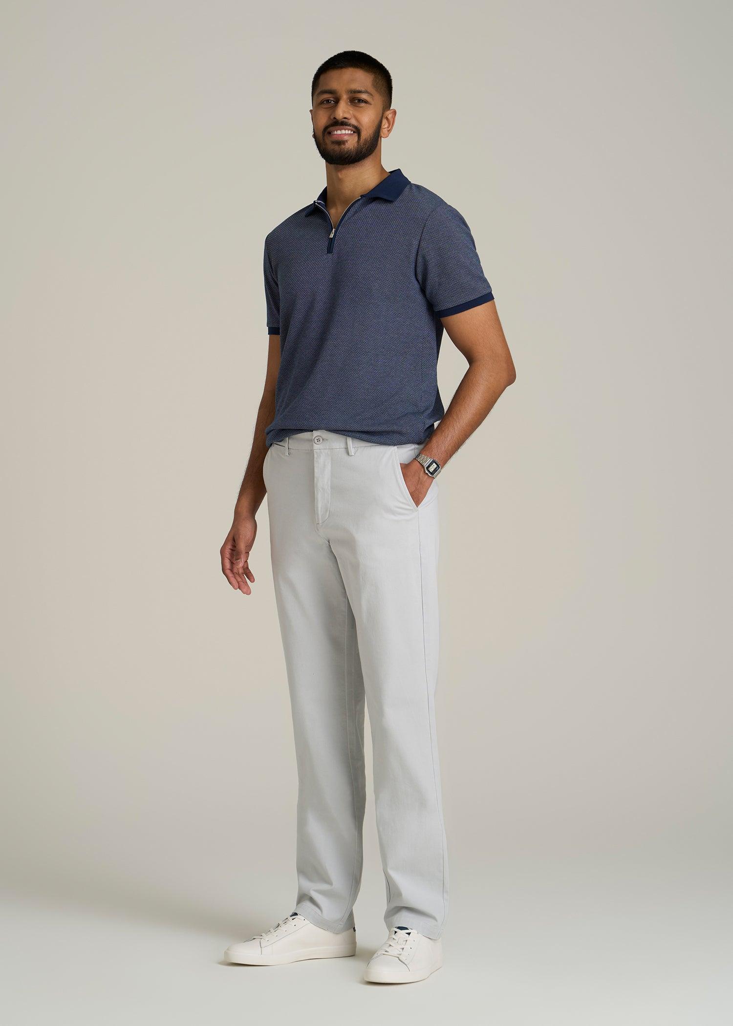 4 Way Stretch Commuter TAPERED Chino Pants for Tall Men in Silver Drop Male Product Image