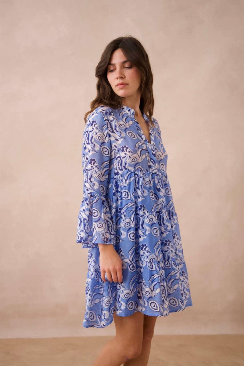 Saint-Tropez Silk Dress- Indigo Blue Product Image