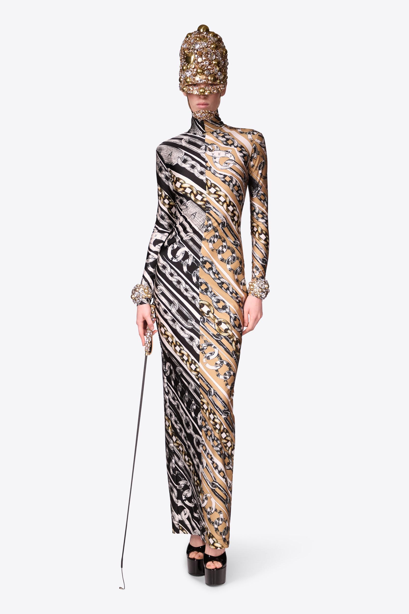 Chain Printed Long Sleeve Maxi Dress Product Image