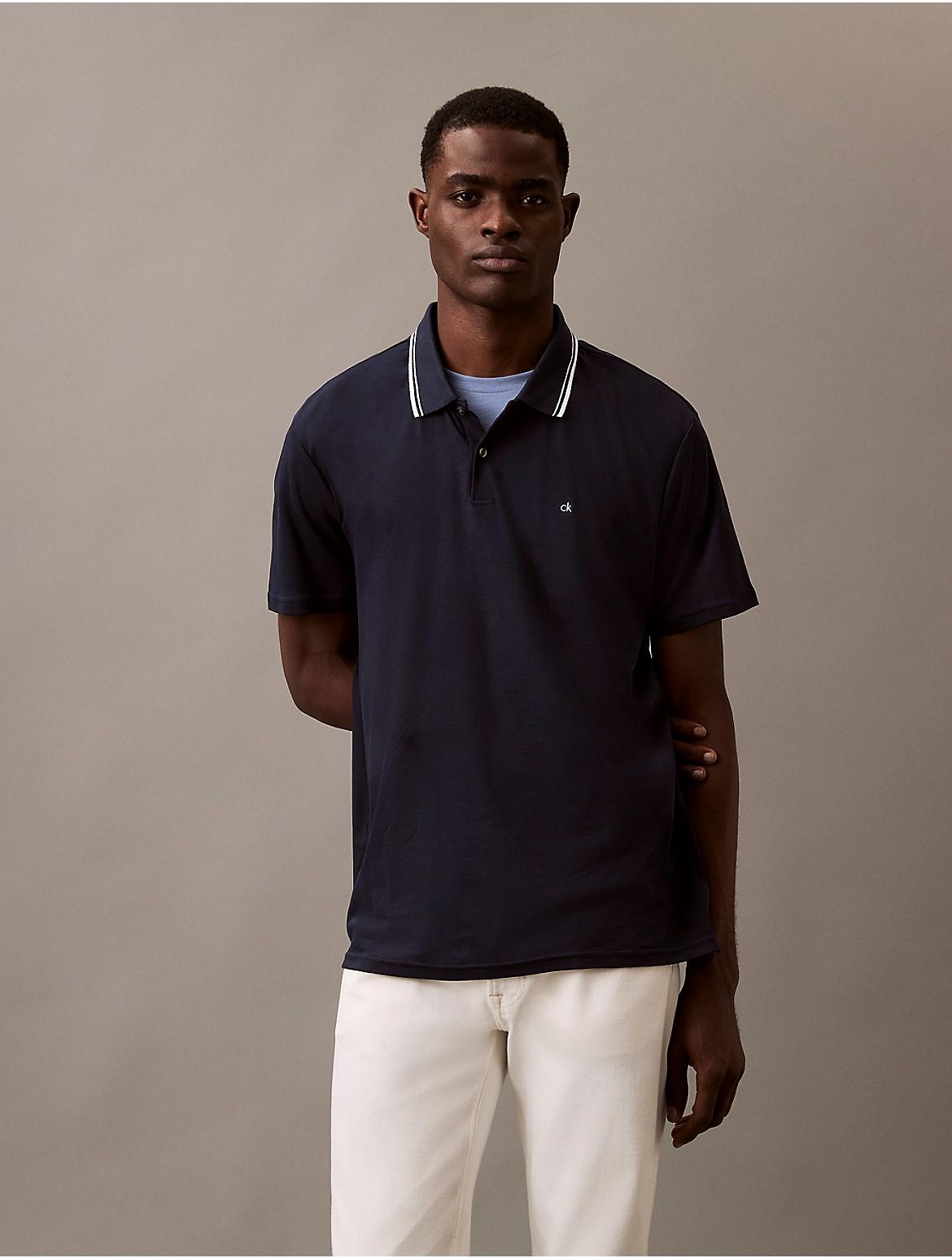 Calvin Klein Mens Liquid Touch Tipped Collar Polo Shirt - Neutral Product Image