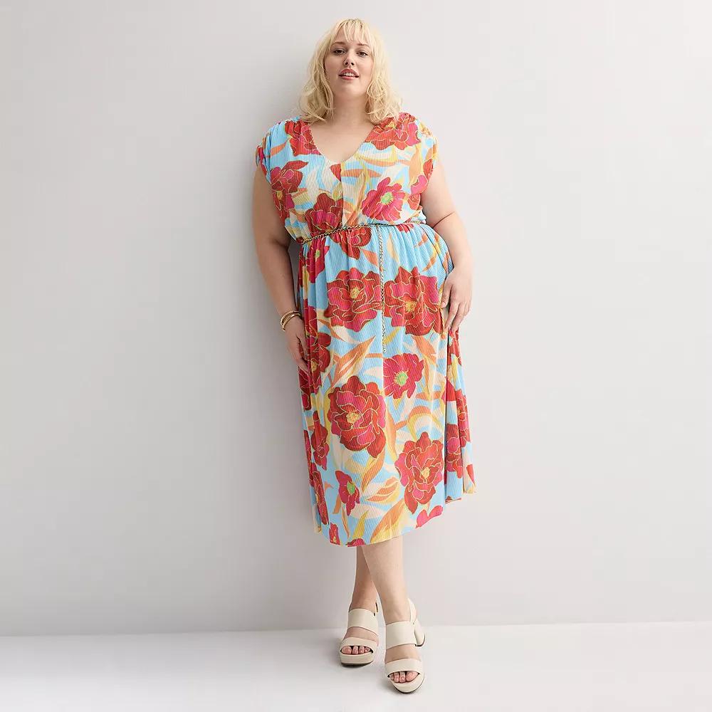 Plus Size INTEMPO™ Plisse Midi Dress, Women's, Size: 3XL, Blue Product Image