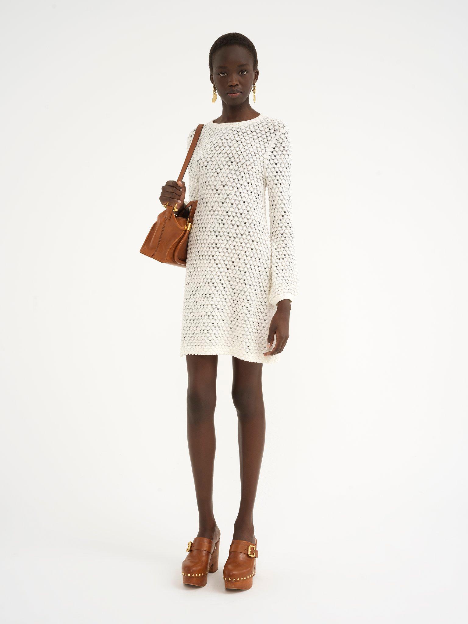 Mini dress in cotton pointelle Product Image