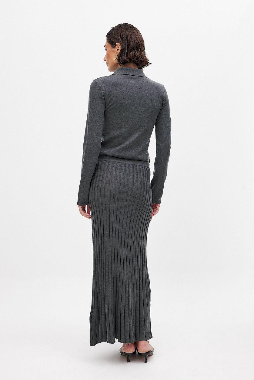 Wool Blend Knitted Midi Skirt Product Image