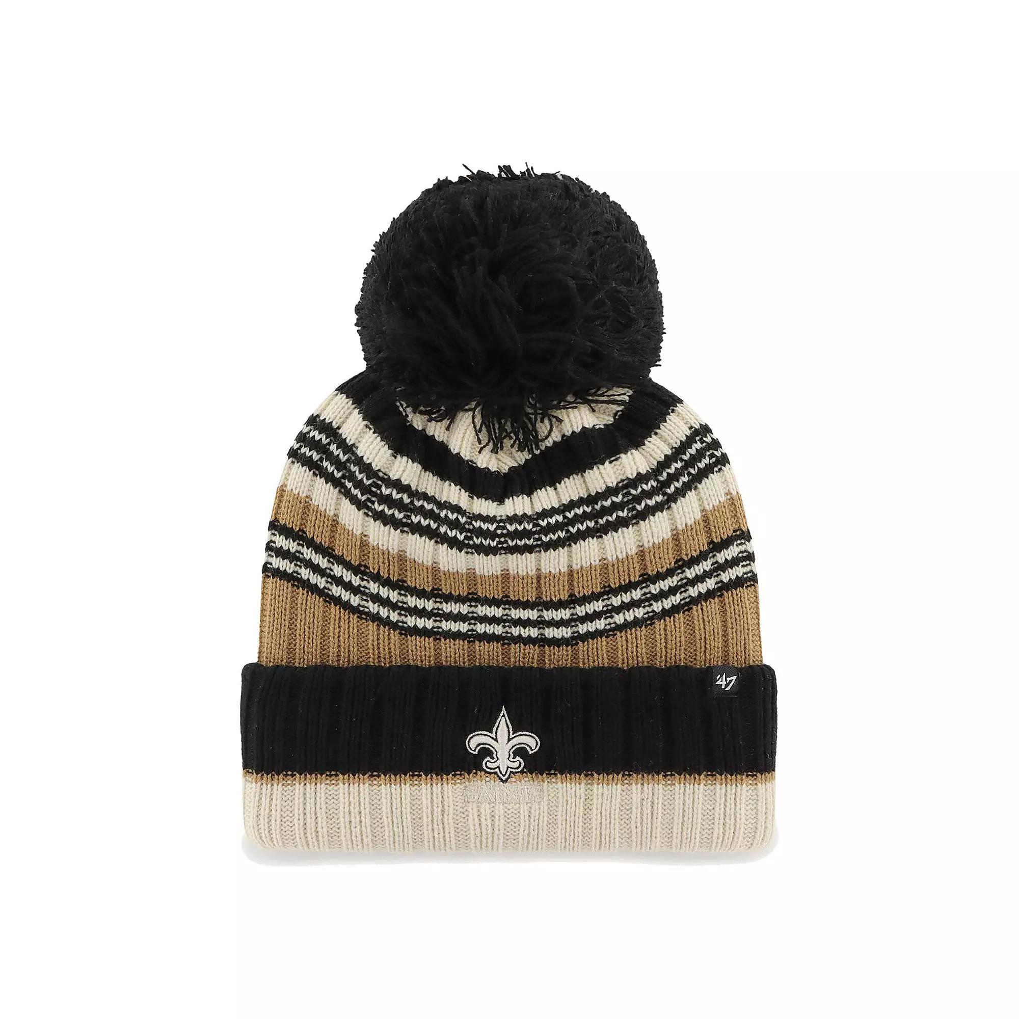 Women's '47 Natural New Orleans Saints Barista Cuffed Knit Hat with Pom, Beige Product Image