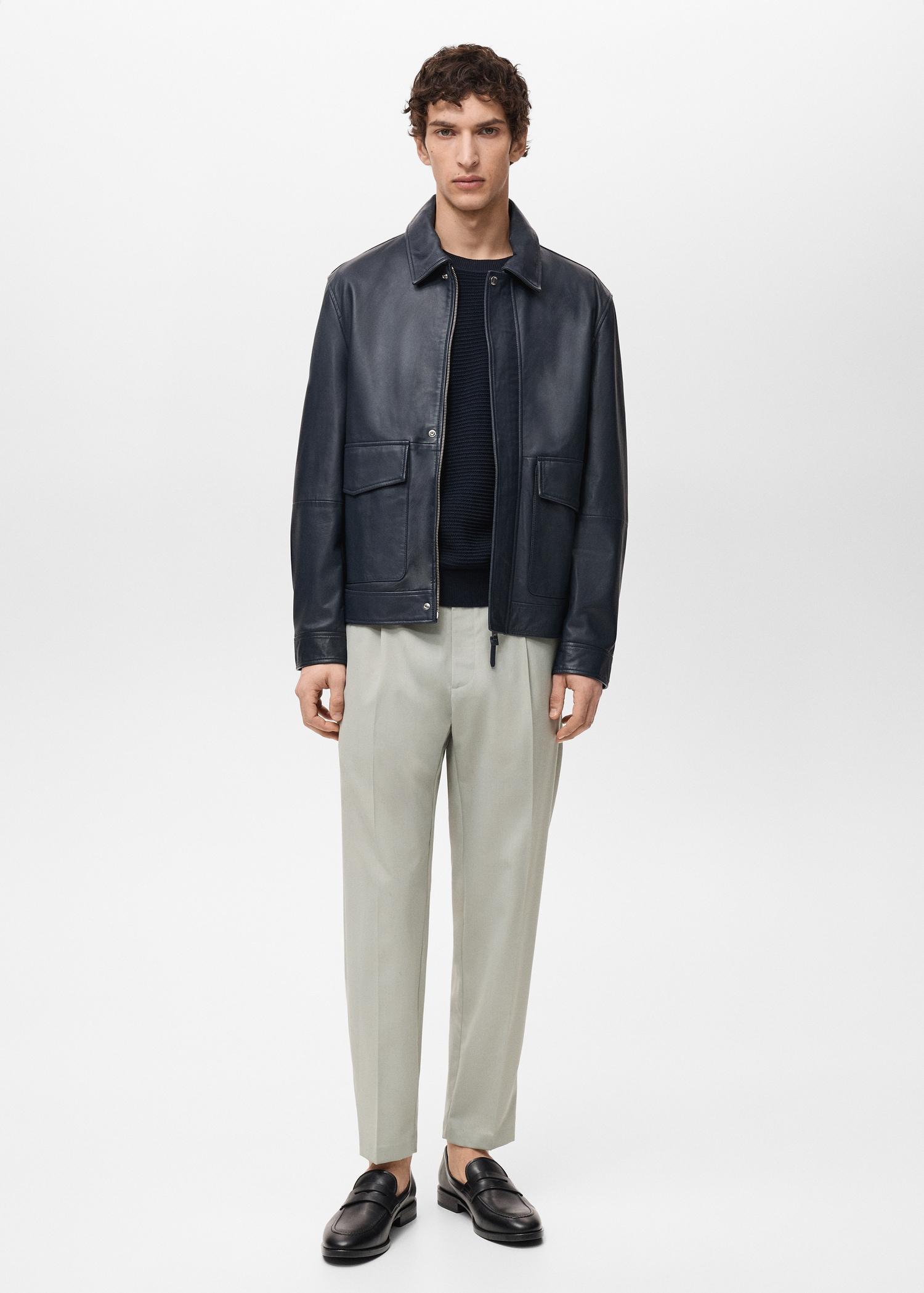 Slim-fit pleated cool wool pants - Men | MANGO USA Product Image