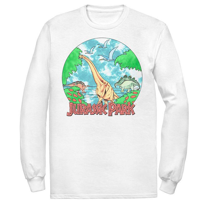 Men's Jurassic Park Retro Globe Watercolor Scene Tee,  Product Image