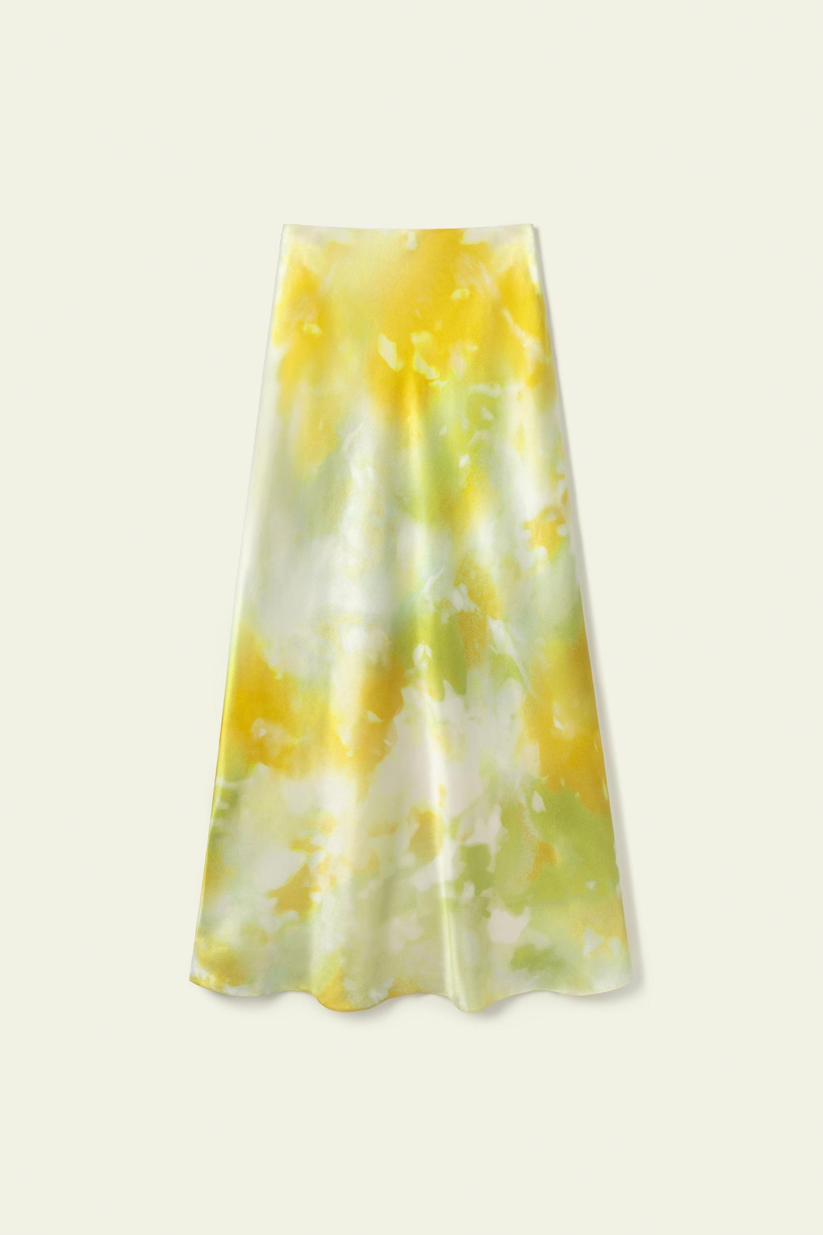 Print Bias Cut Silk Skirt Product Image