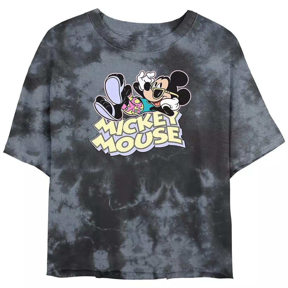 Disney's Mickey Mouse Vacay Mickey Bombard Wash Juniors' Cropped Graphic Tee, Women's, Size: XL, Black Grey Product Image