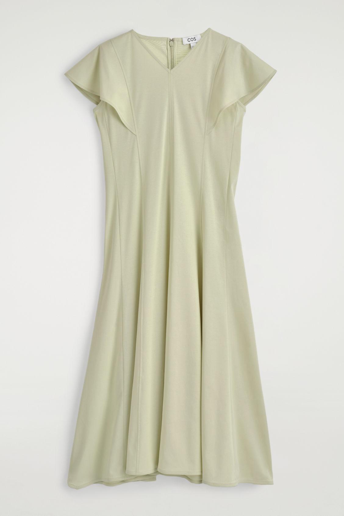 PETAL-SLEEVE COTTON MIDI DRESS Product Image