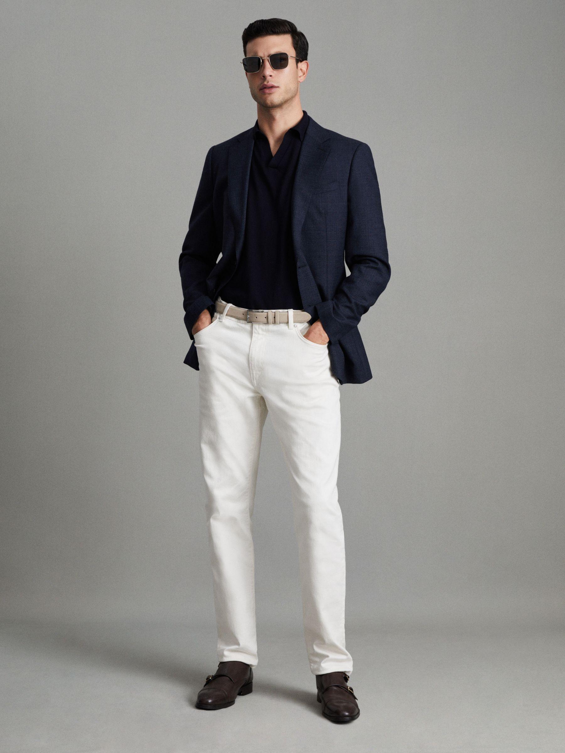 Tapered Slim Fit Jeans in Ecru Product Image