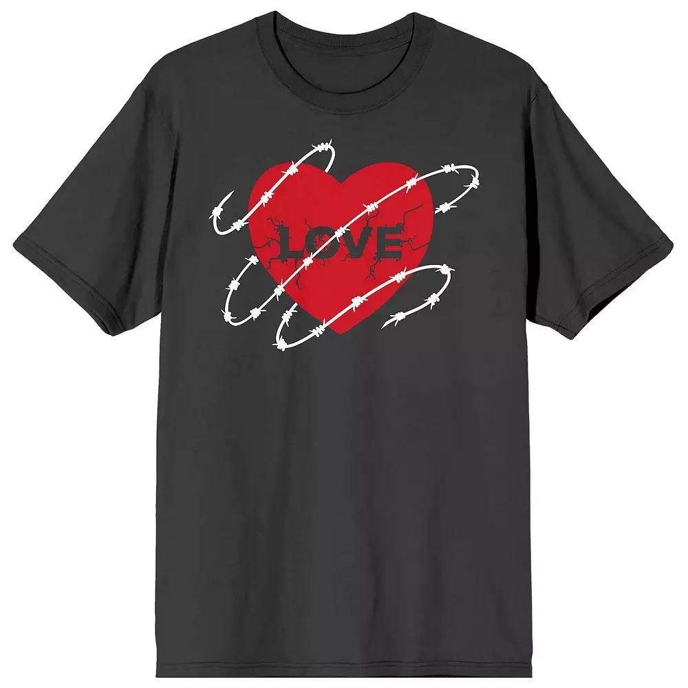 Men's Valentine's Day Love Heart Barbwire Tee,  Product Image