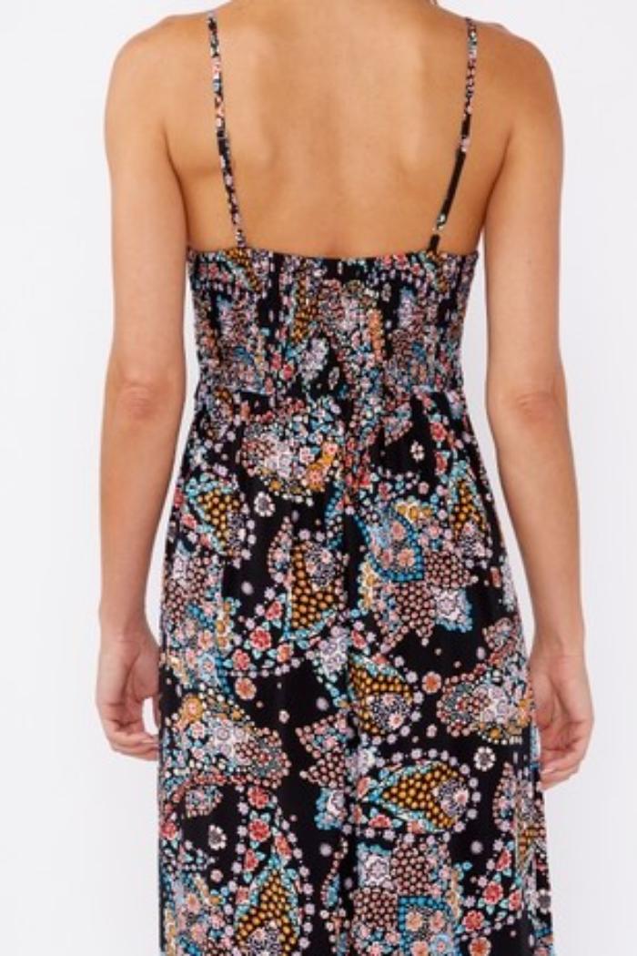 Floral Spaghetti Strap Lace Trim Maxi Dress Product Image