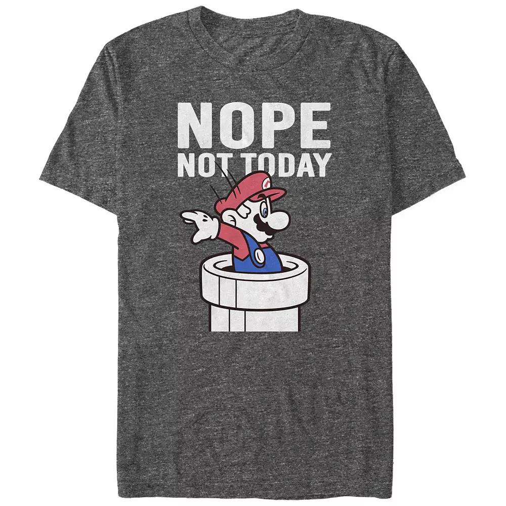 Men's Nintendo Super Mario Warp Pipe Nope Not Today Action Portrait Graphic Tee,  Product Image