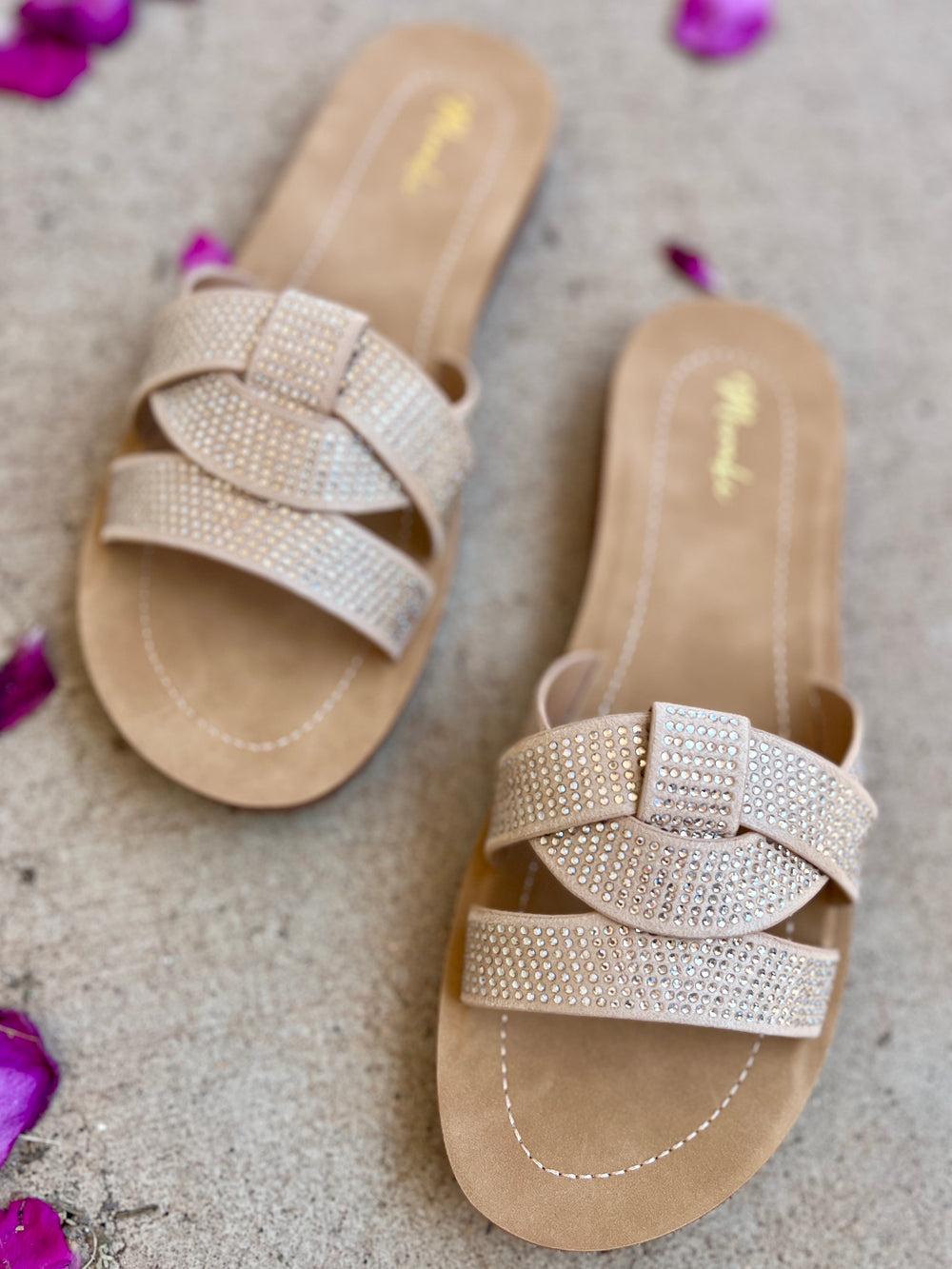 Cindy Sparkly Nude Slides* Product Image