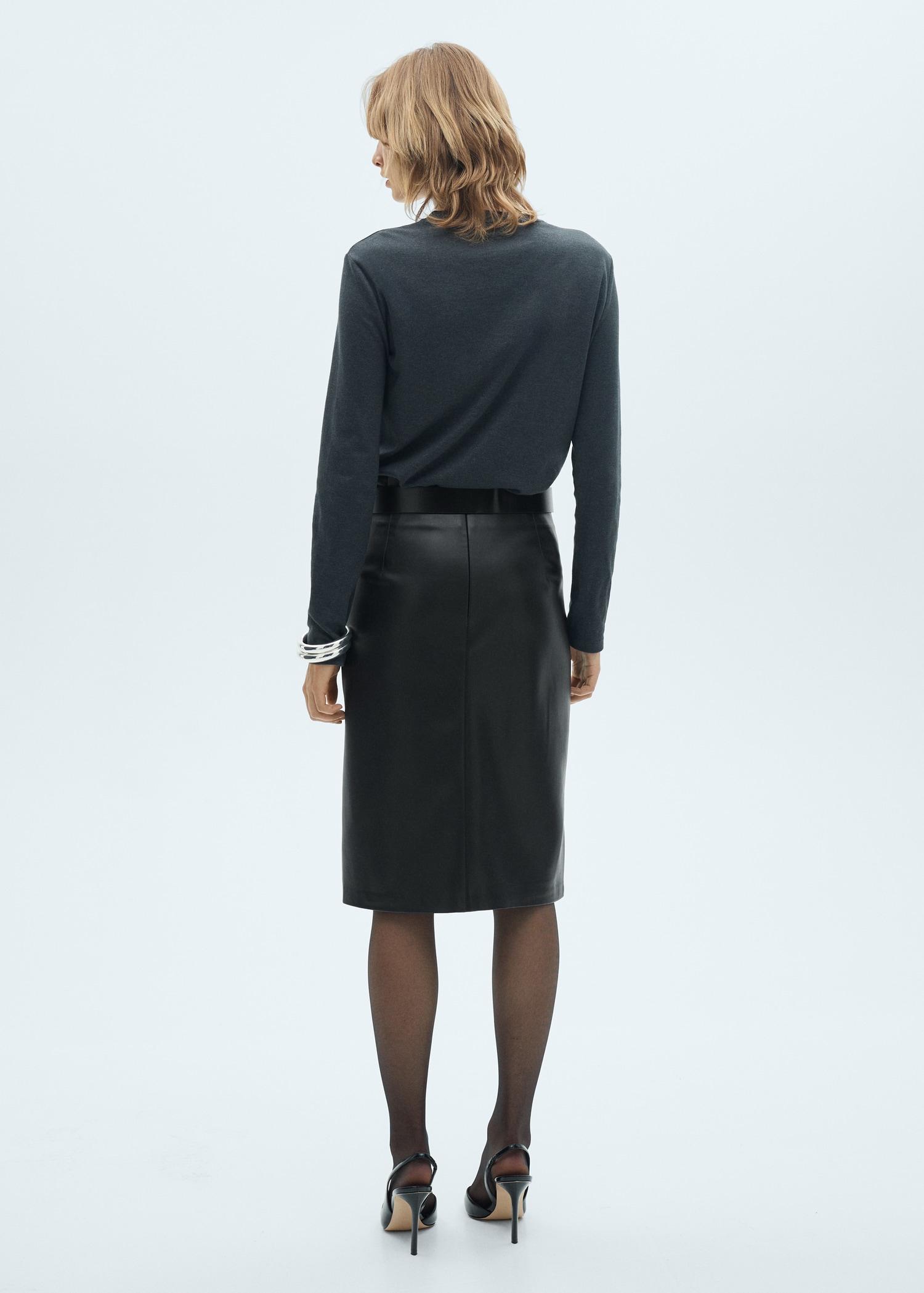 Faux-leather pencil skirt - Women | MANGO USA Product Image