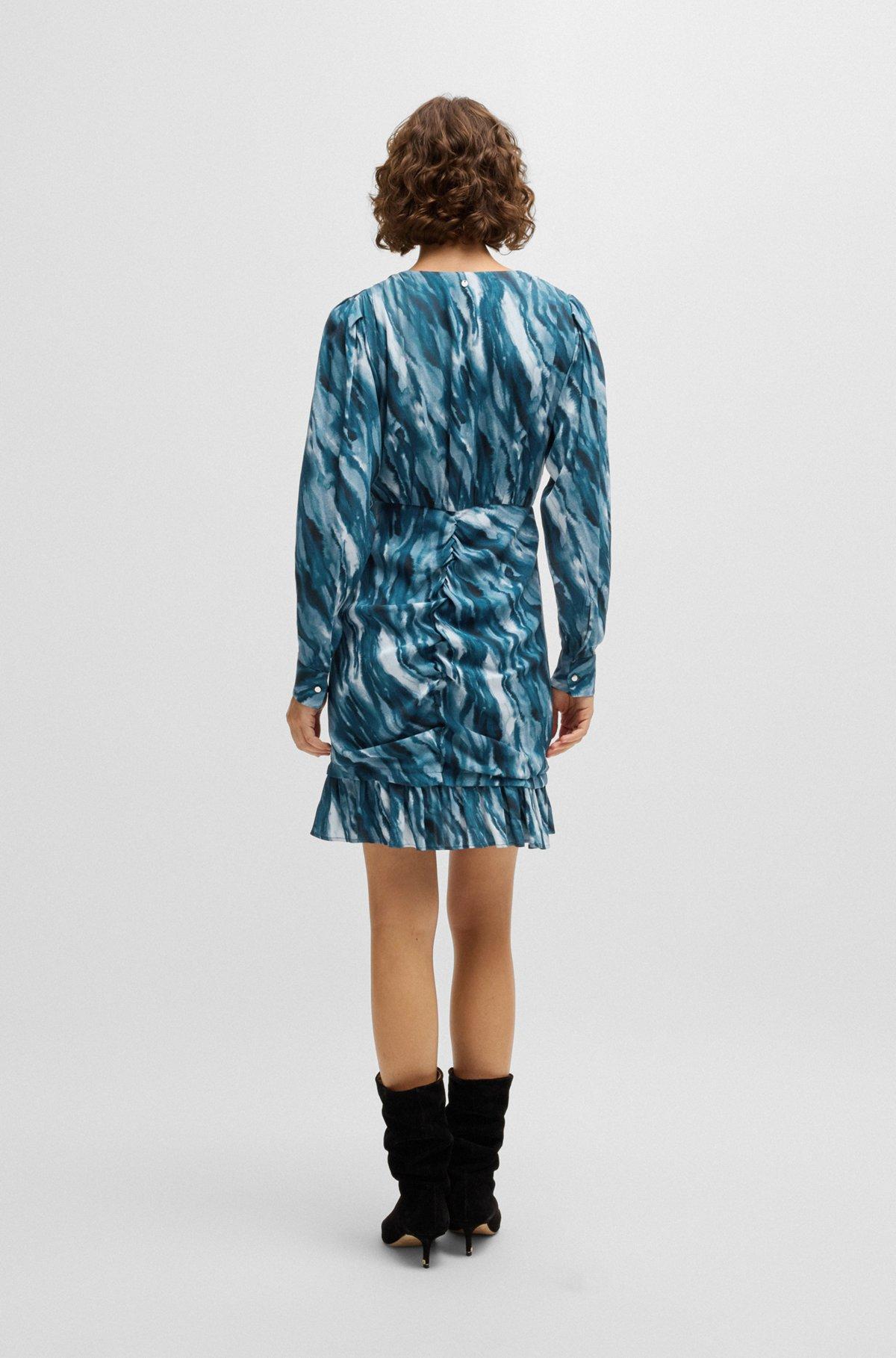 Gathered-front dress with marble-effect print Product Image