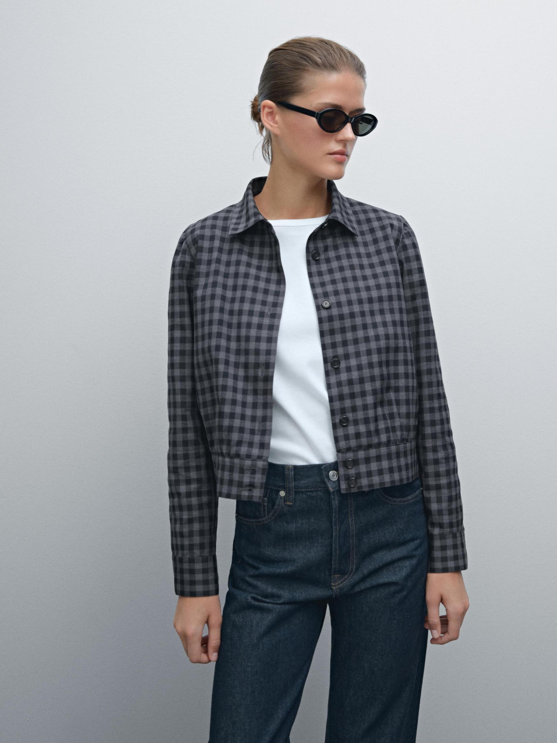 Check overshirt with elastic detail Product Image
