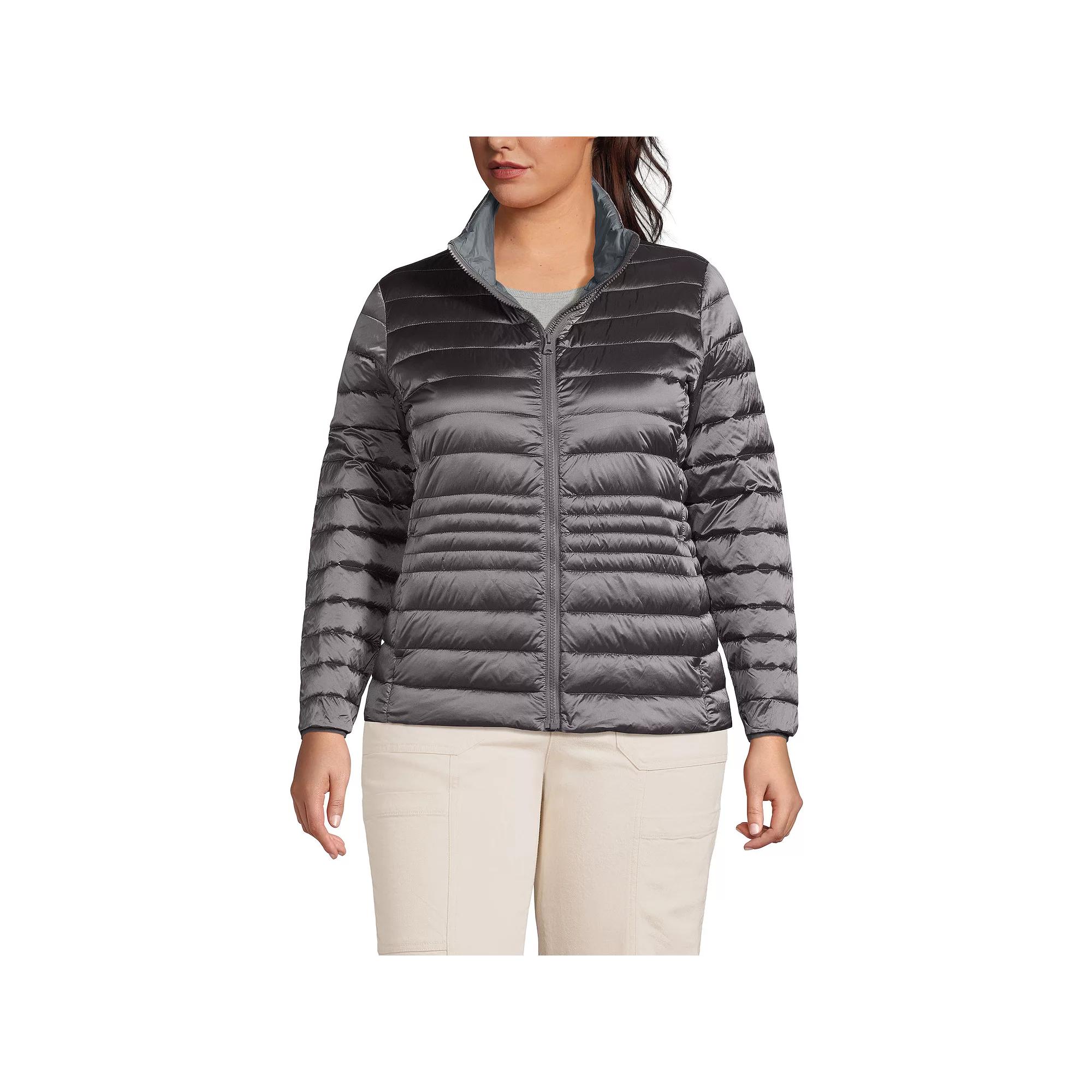 Plus Size Lands' End Wanderweight Packable Down Jacket, Women's, Size: 1XL, Light Carob Product Image