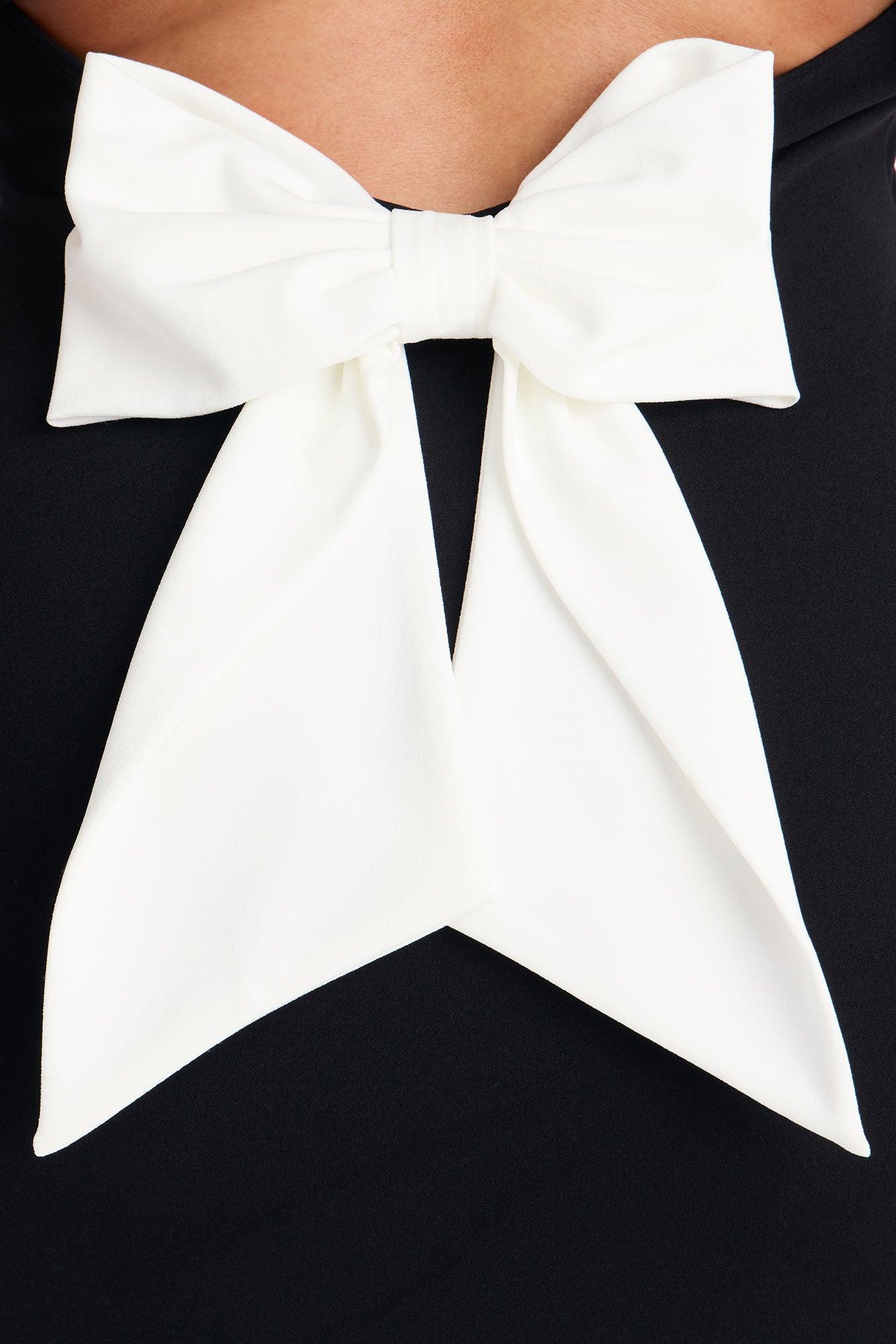 Marina Bow Midi Dress - Black/White Female Product Image