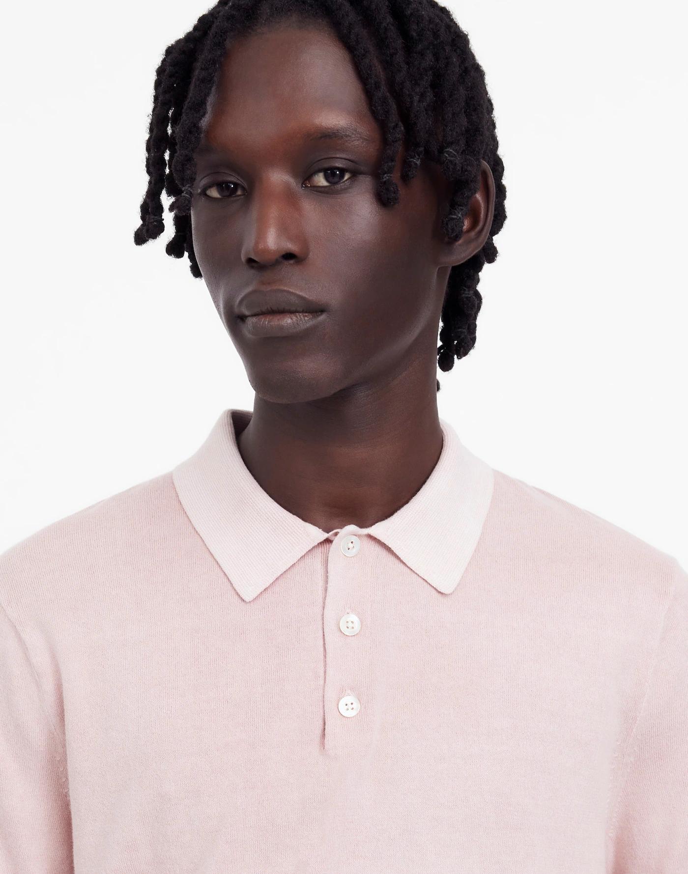 Three-Button Sweater Polo Shirt Product Image