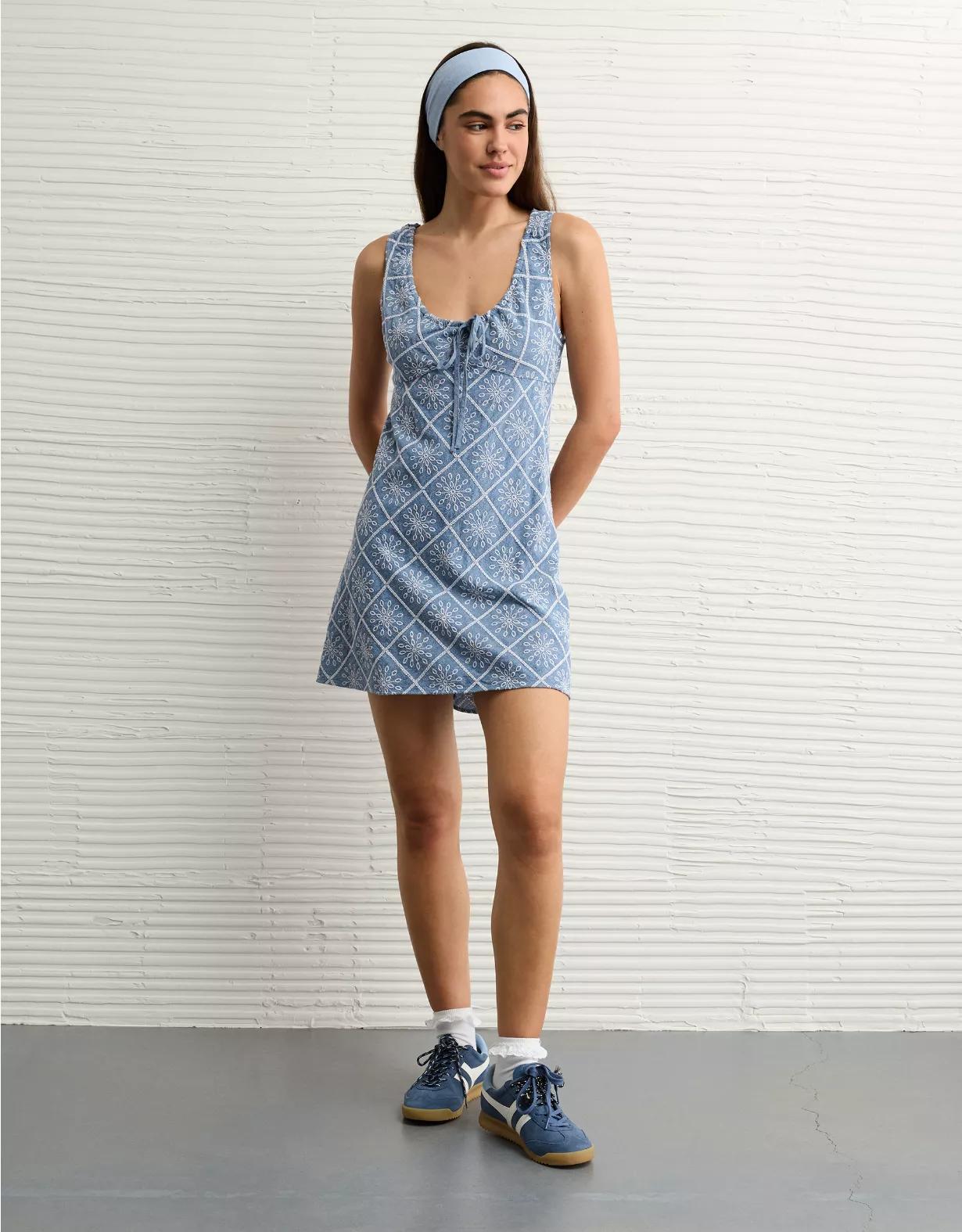 AE Tie Front Eyelet Mini Dress Product Image