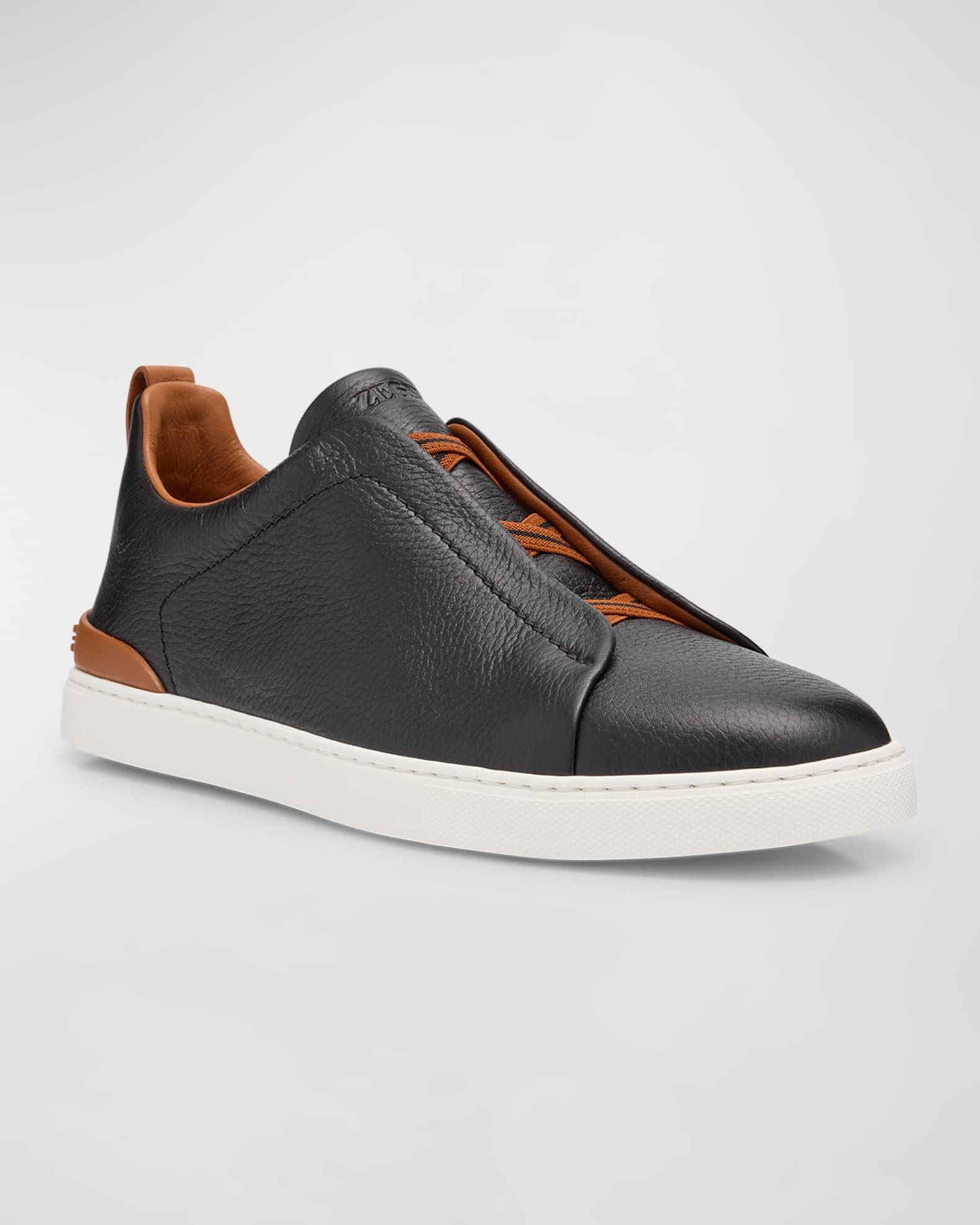 Zegna Mens Deerskin Triple Stitch Low Top Sneakers Product Image