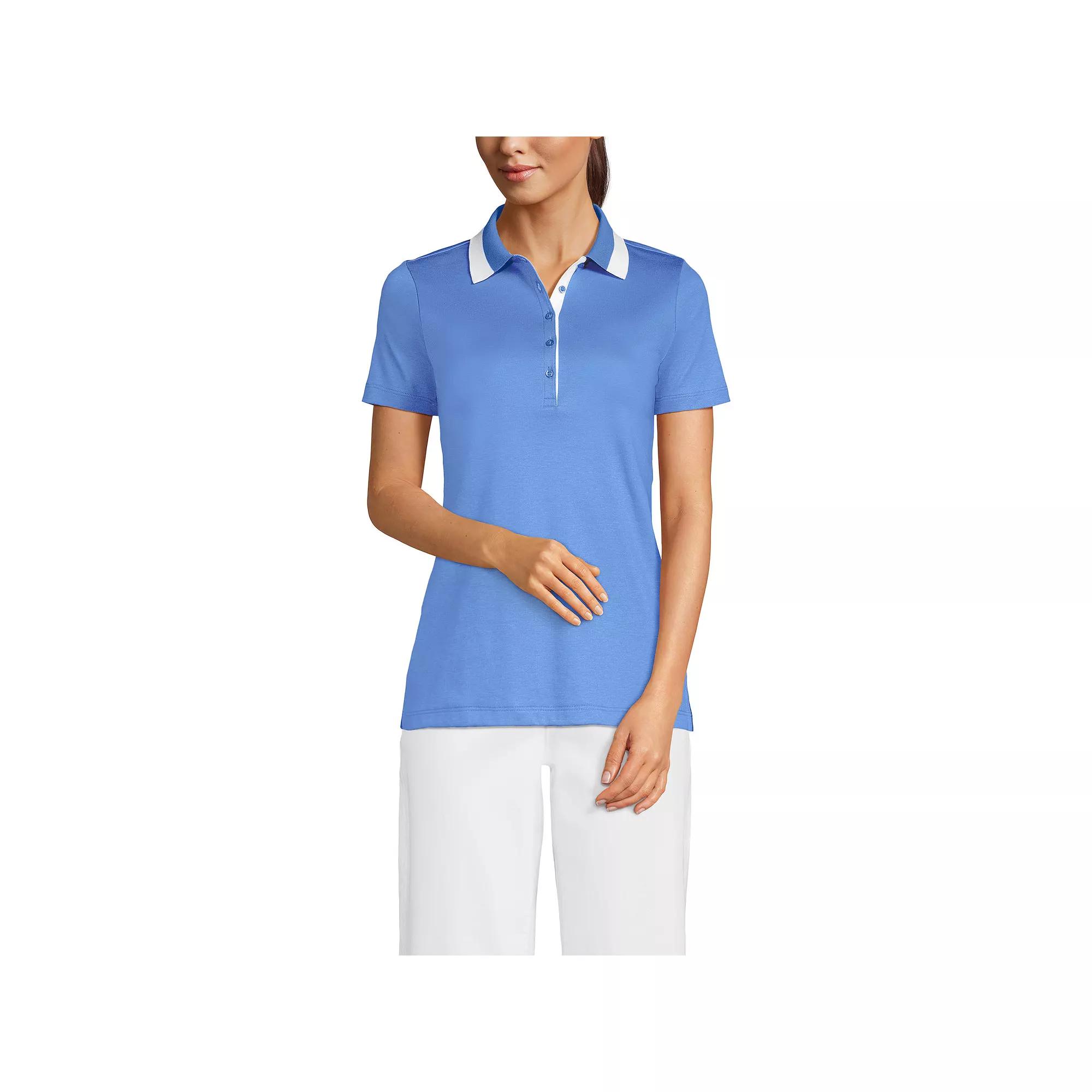 Petite Lands' End Supima Cotton Short Sleeve Polo Shirt, Women's,  Product Image