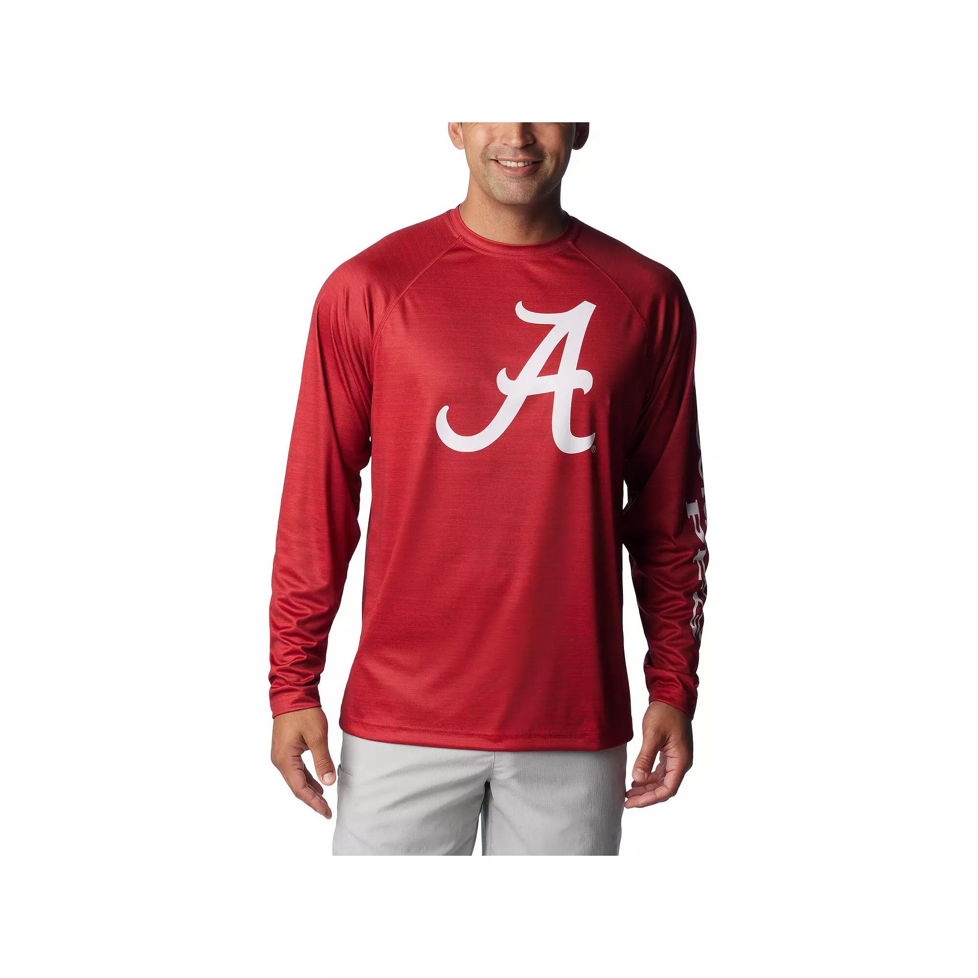 Men's Columbia Crimson Alabama Crimson Tide PFG Terminal Tackle Omni-Shade Raglan Long Sleeve T-Shirt,  Product Image