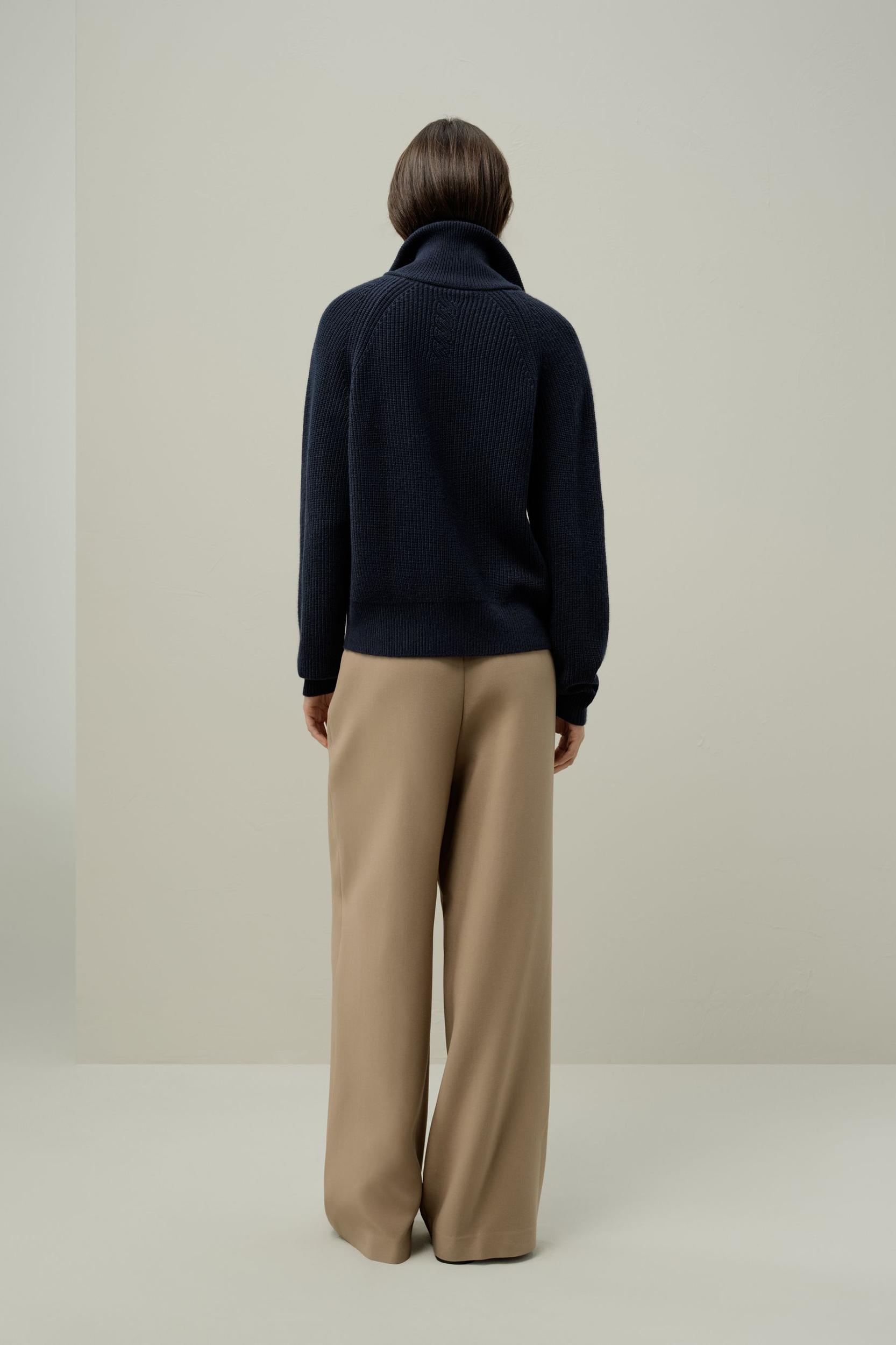 Ribbed-knit Turtleneck Zip Cardigan Product Image