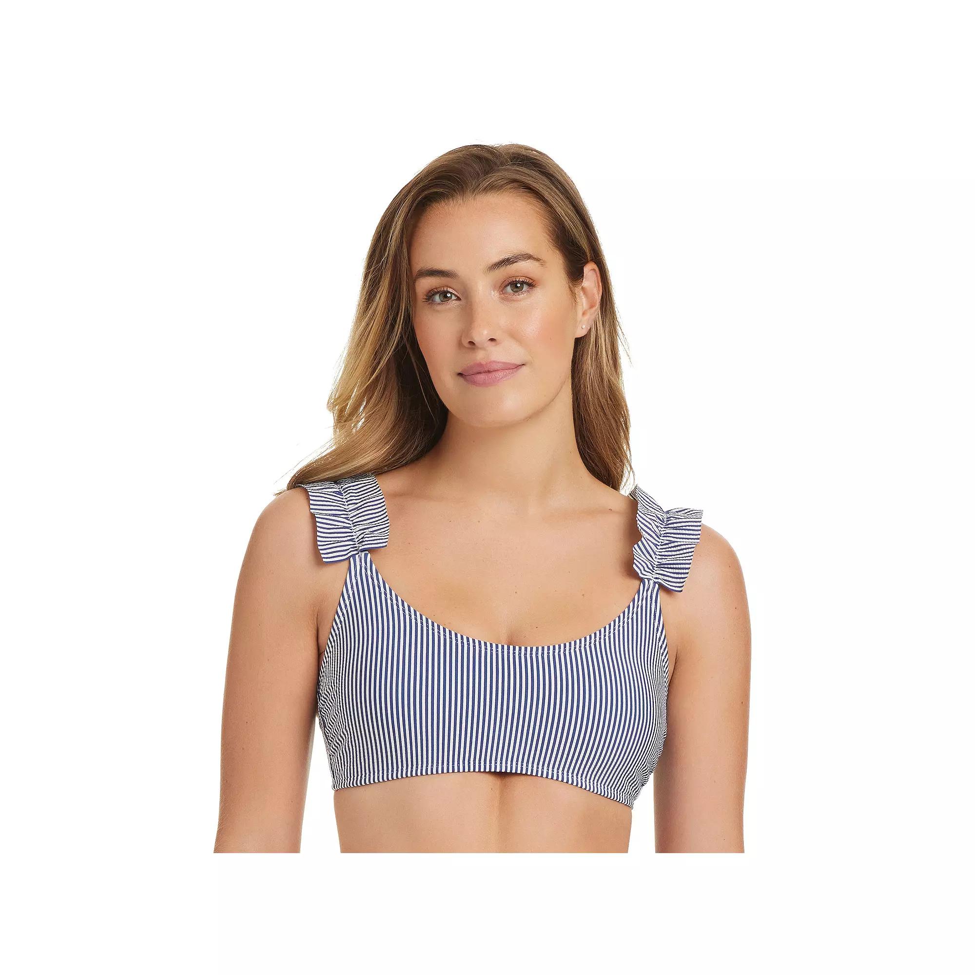 Women's Draper James Ruffle Strap Bralette Swim Top, Size: XXL, Blue Product Image