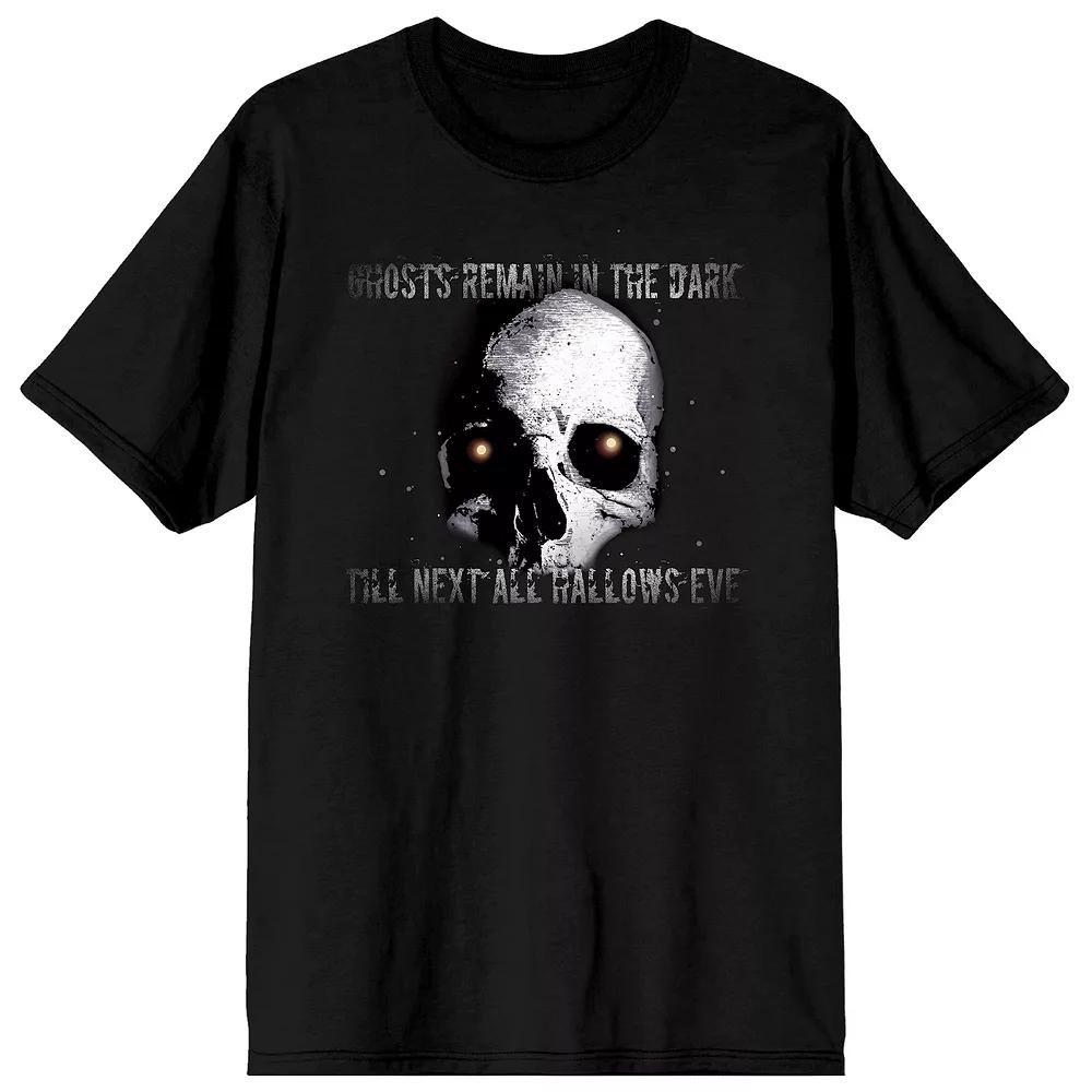 Men's Halloween Skull Ghosts Remain in the Dark Graphic Tee, Size: Small, Black Product Image