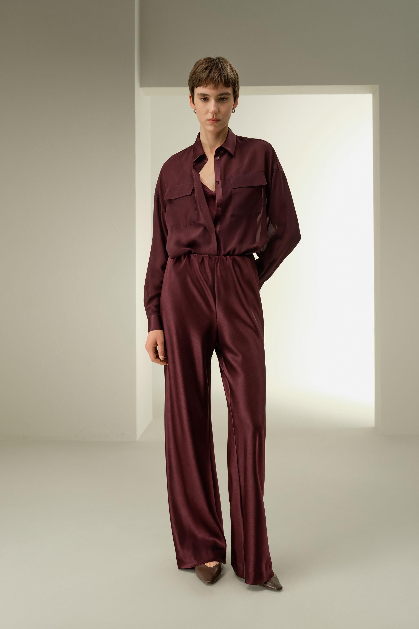 Semi-Sheer Silk Chiffon Blouse Product Image