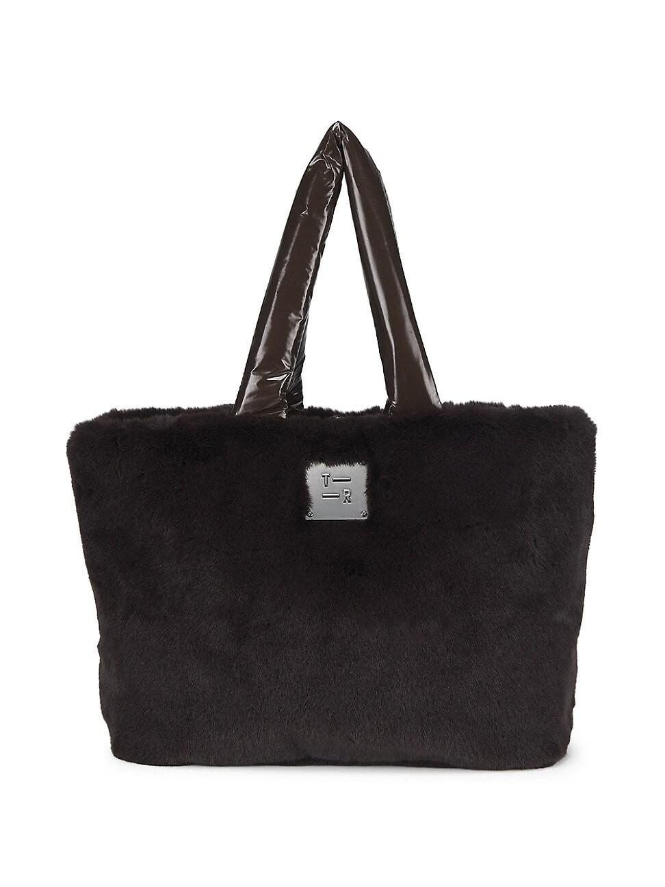 Womens Duplex Reversible Faux Fur Tote Bag Product Image